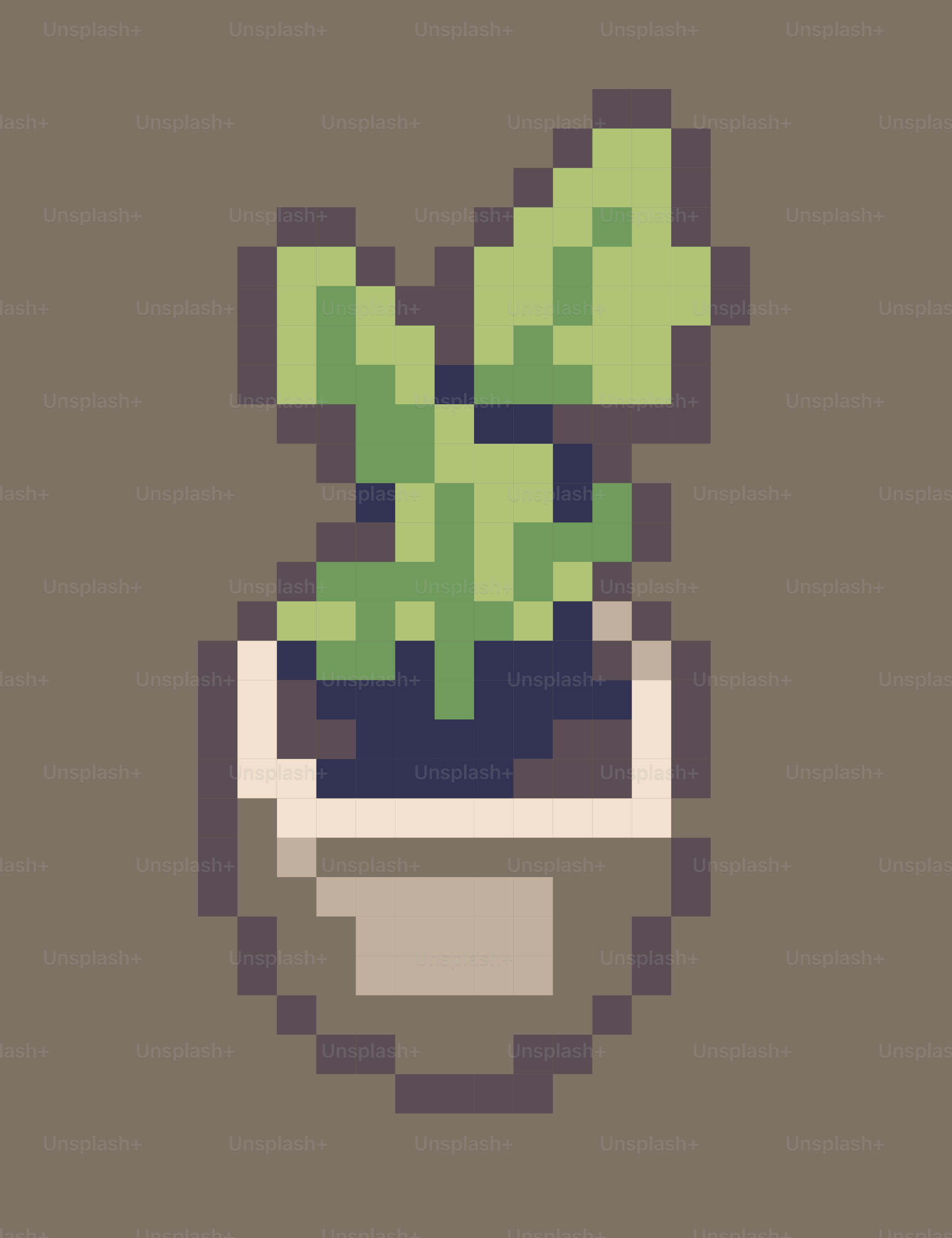 Pixel art of a small potted plant.