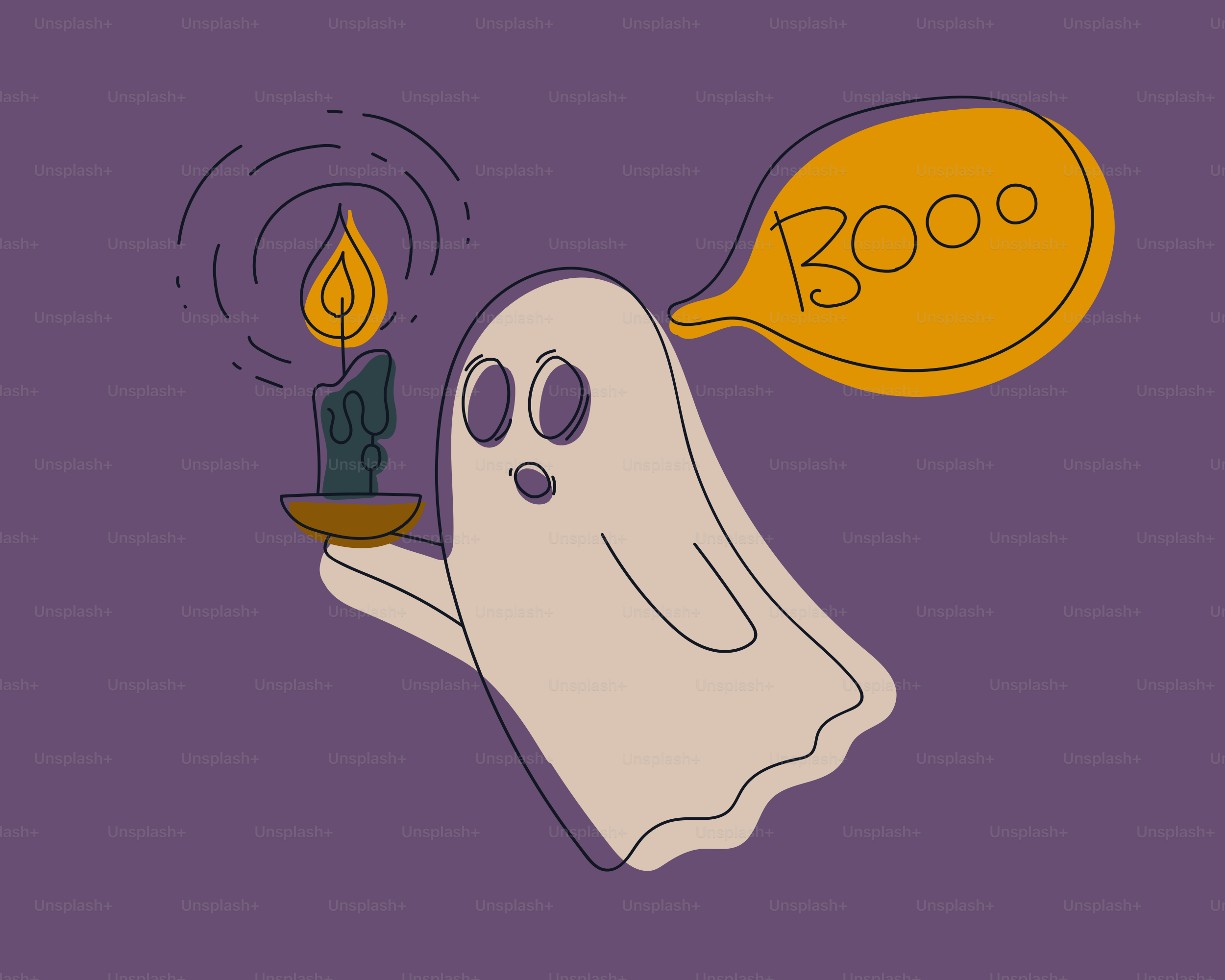 A ghost holding a candle and saying booo