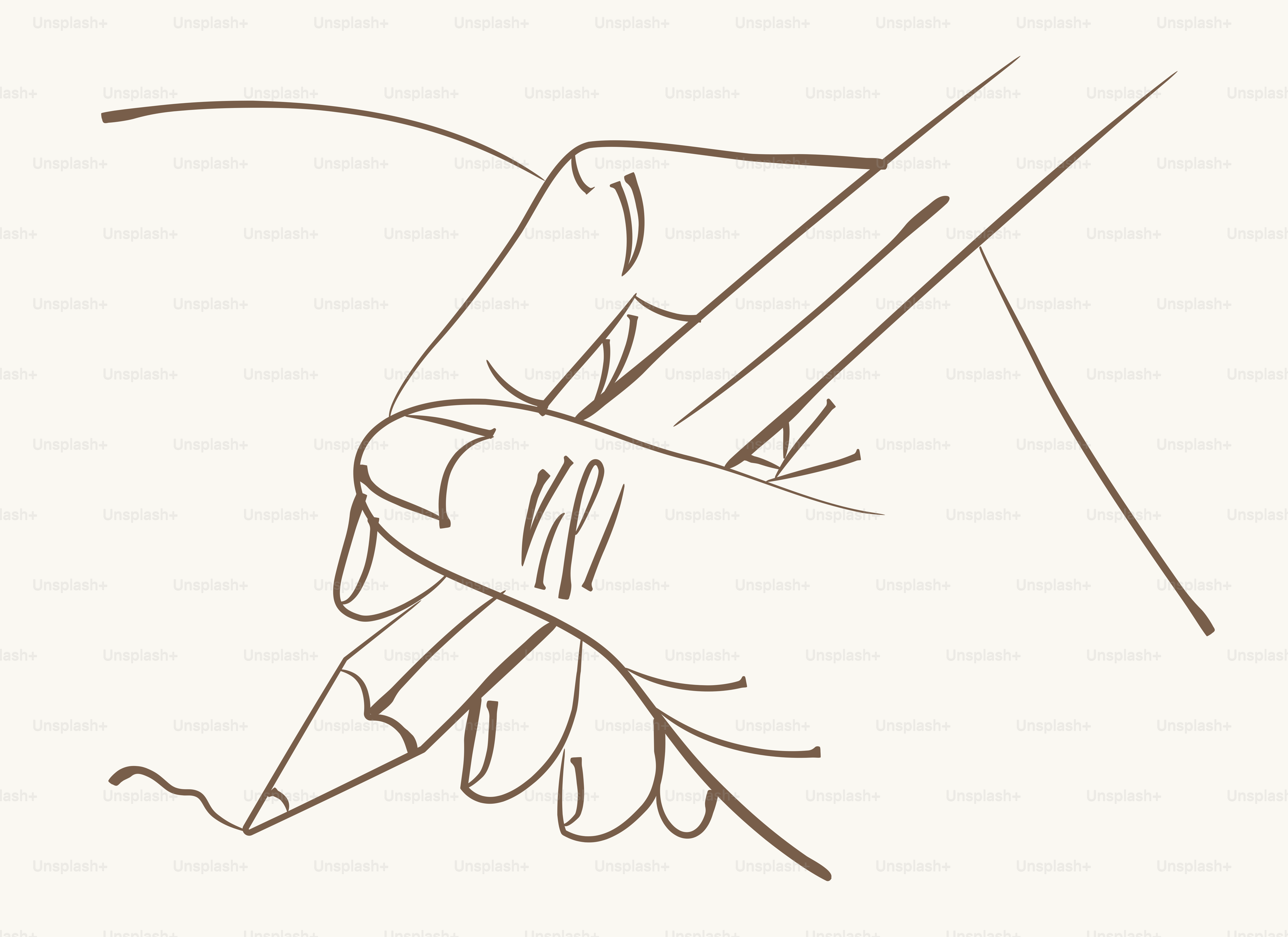 Hand drawing with a pencil on paper.