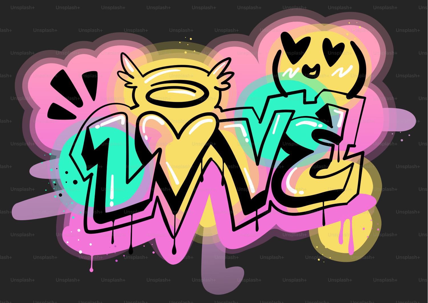 Graffiti art spelling out the word love