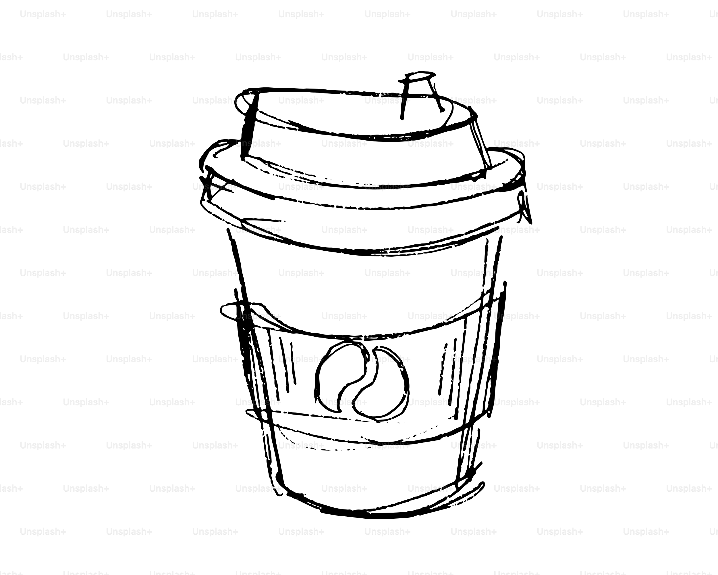 A hand-drawn sketch of a coffee cup.