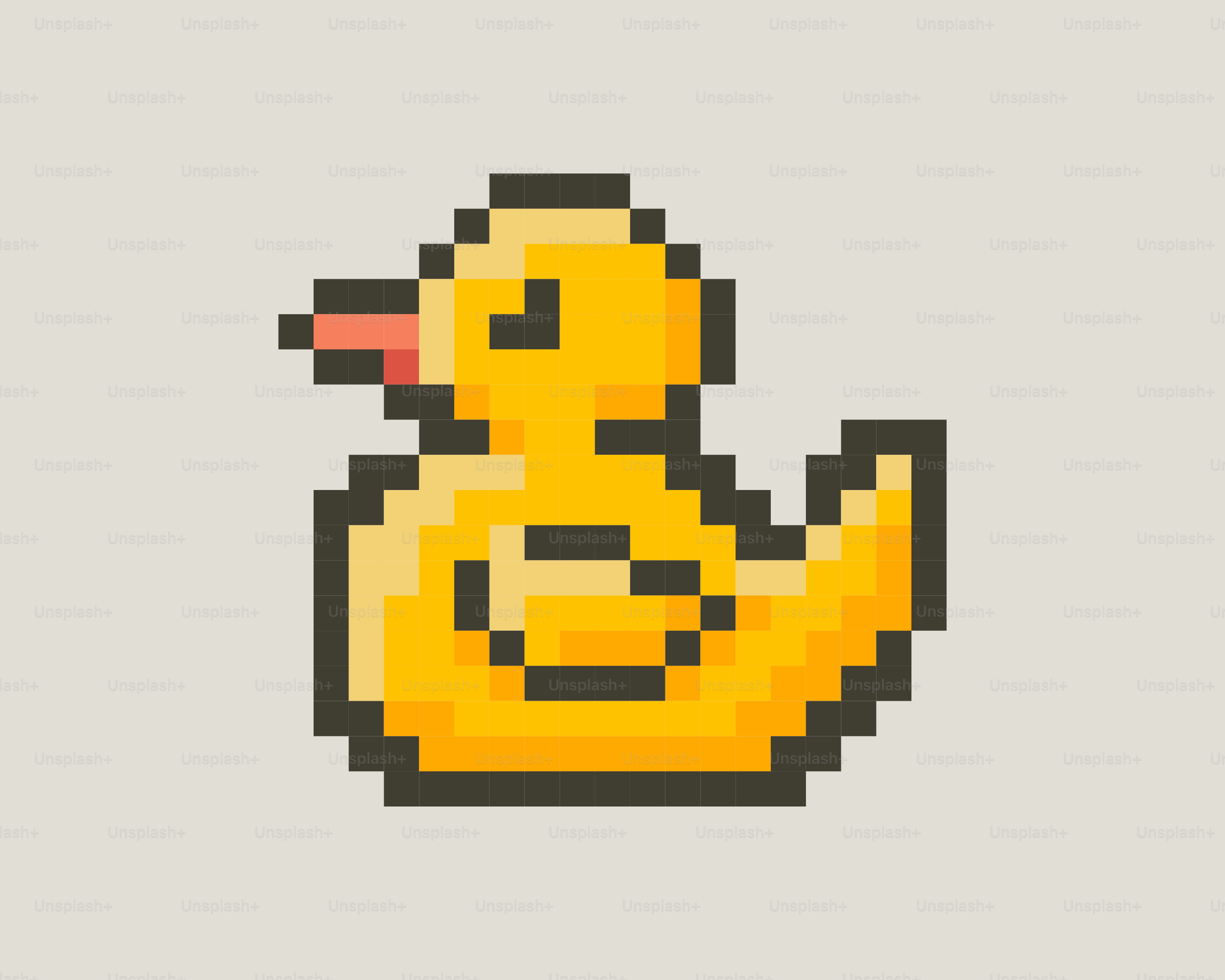 Pixel-Art-gelbe Quietscheente auf hellem Hintergrund