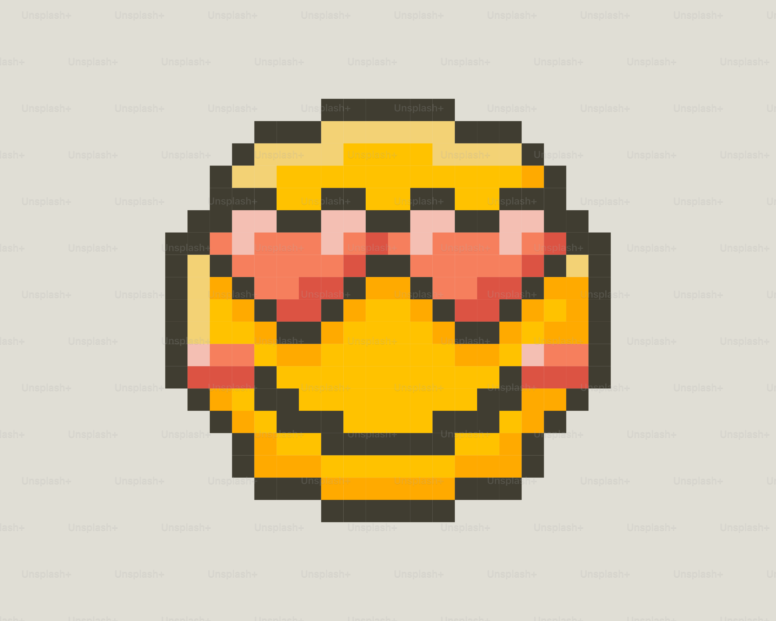 ハート型のメガネをかけたピクセル化されたスマイリーフェイス。