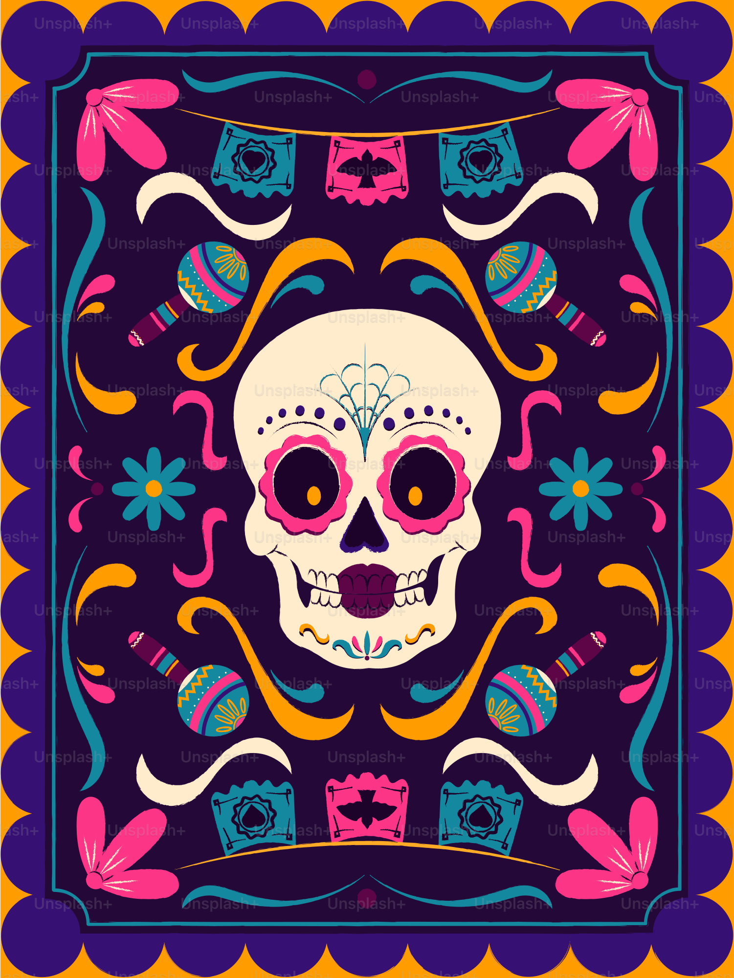 촛불과 꽃장식이 있는 죽은 자의 날 해골 축제입니다 벡터 – Unsplash의 꽃 이미지, image size:3000x3997