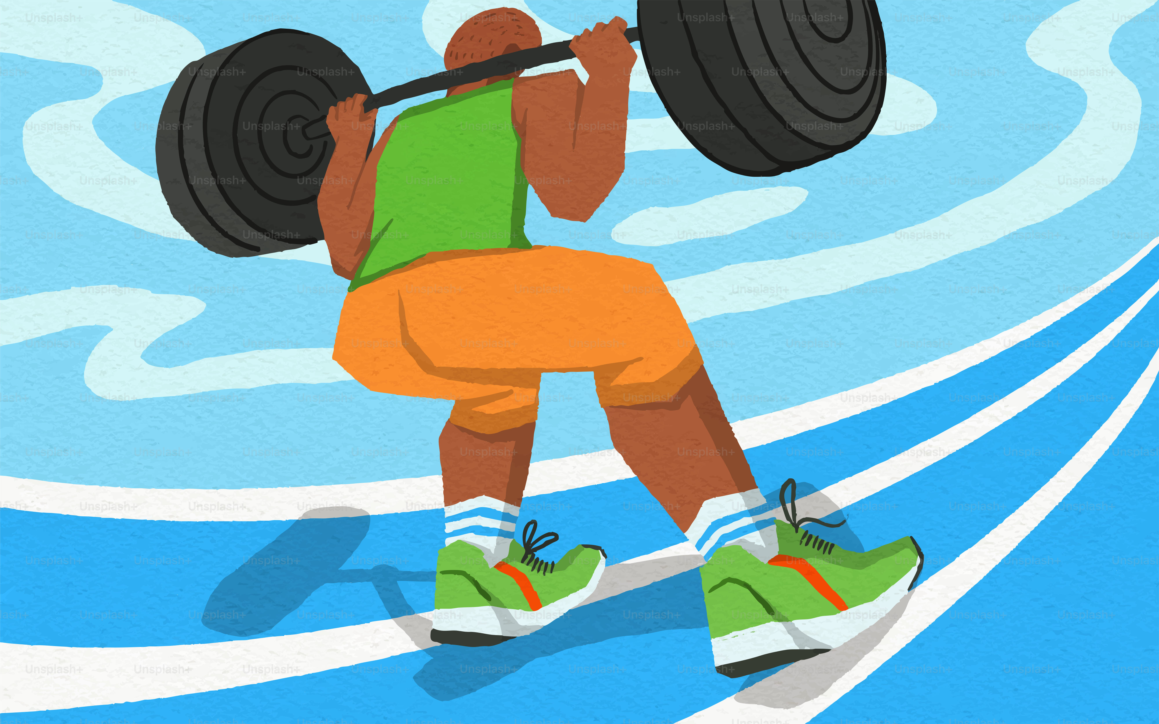 Man lifting heavy barbell during workout