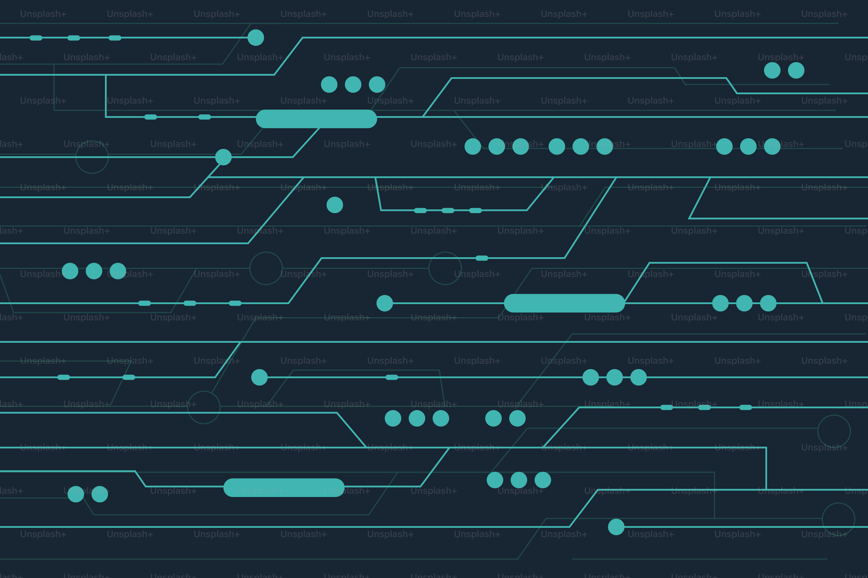 Abstract blue circuit board pattern with lines and dots vector ...