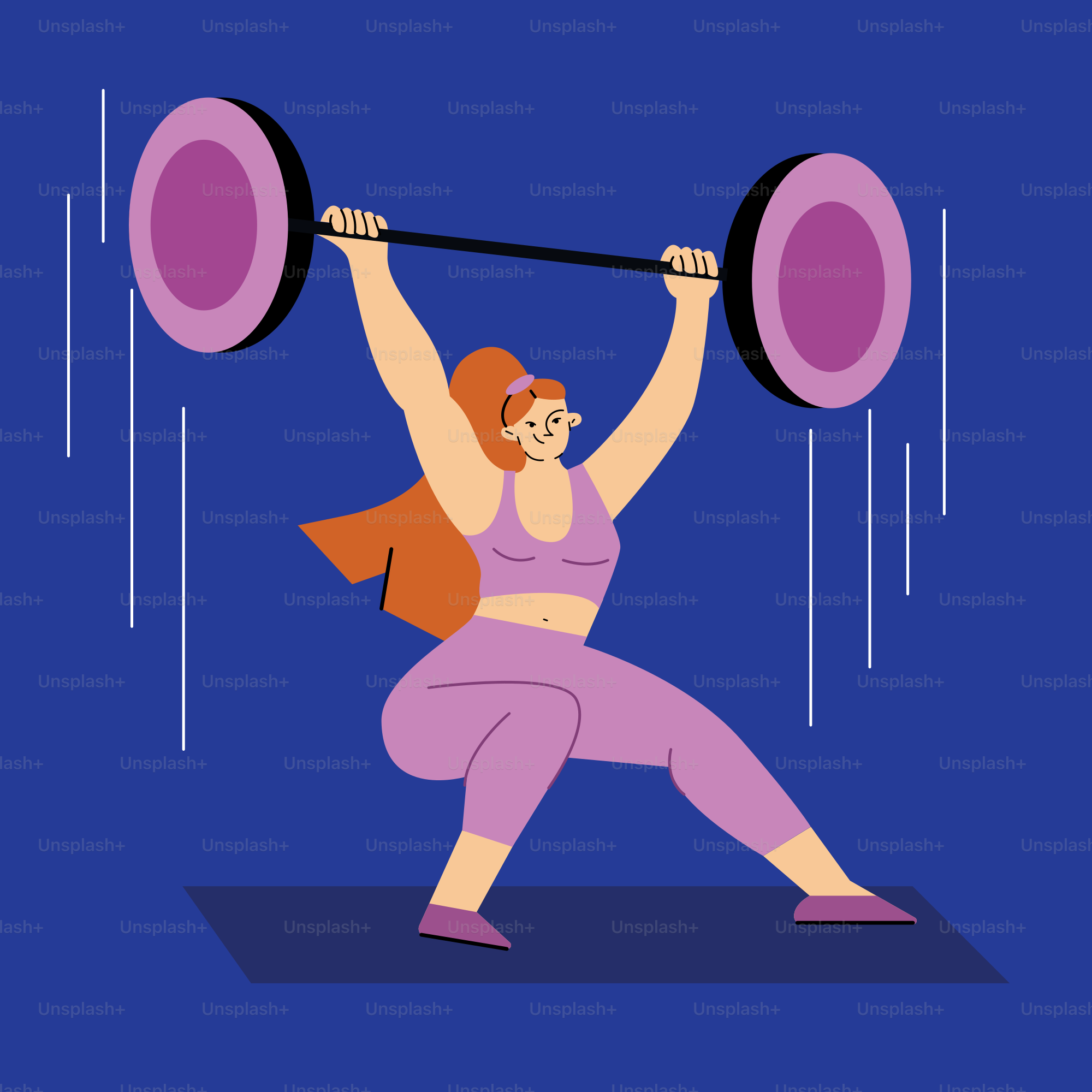 Woman lifting a heavy barbell overhead during workout.