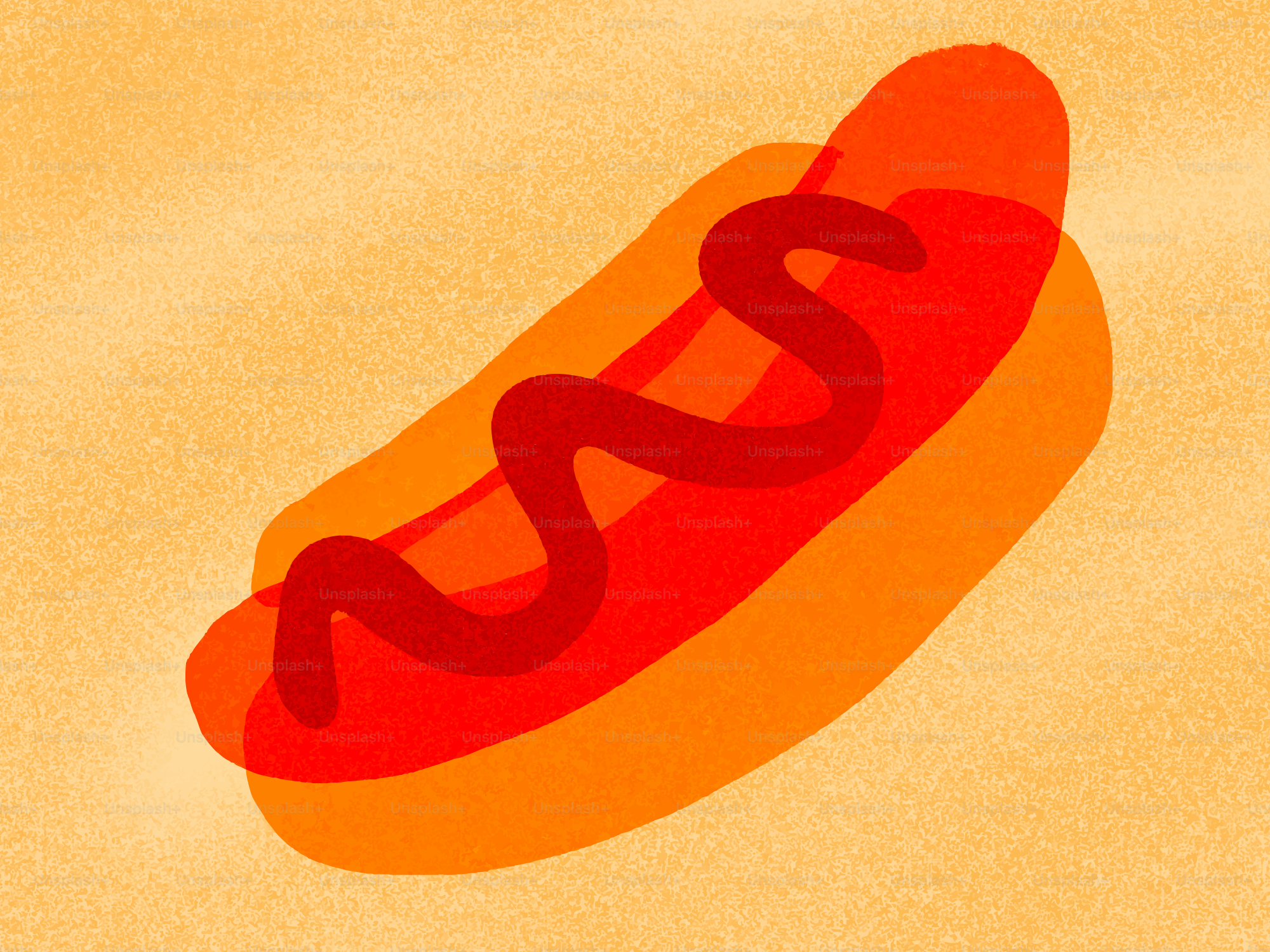 Hot Dog mit Ketchup auf einem Brötchen