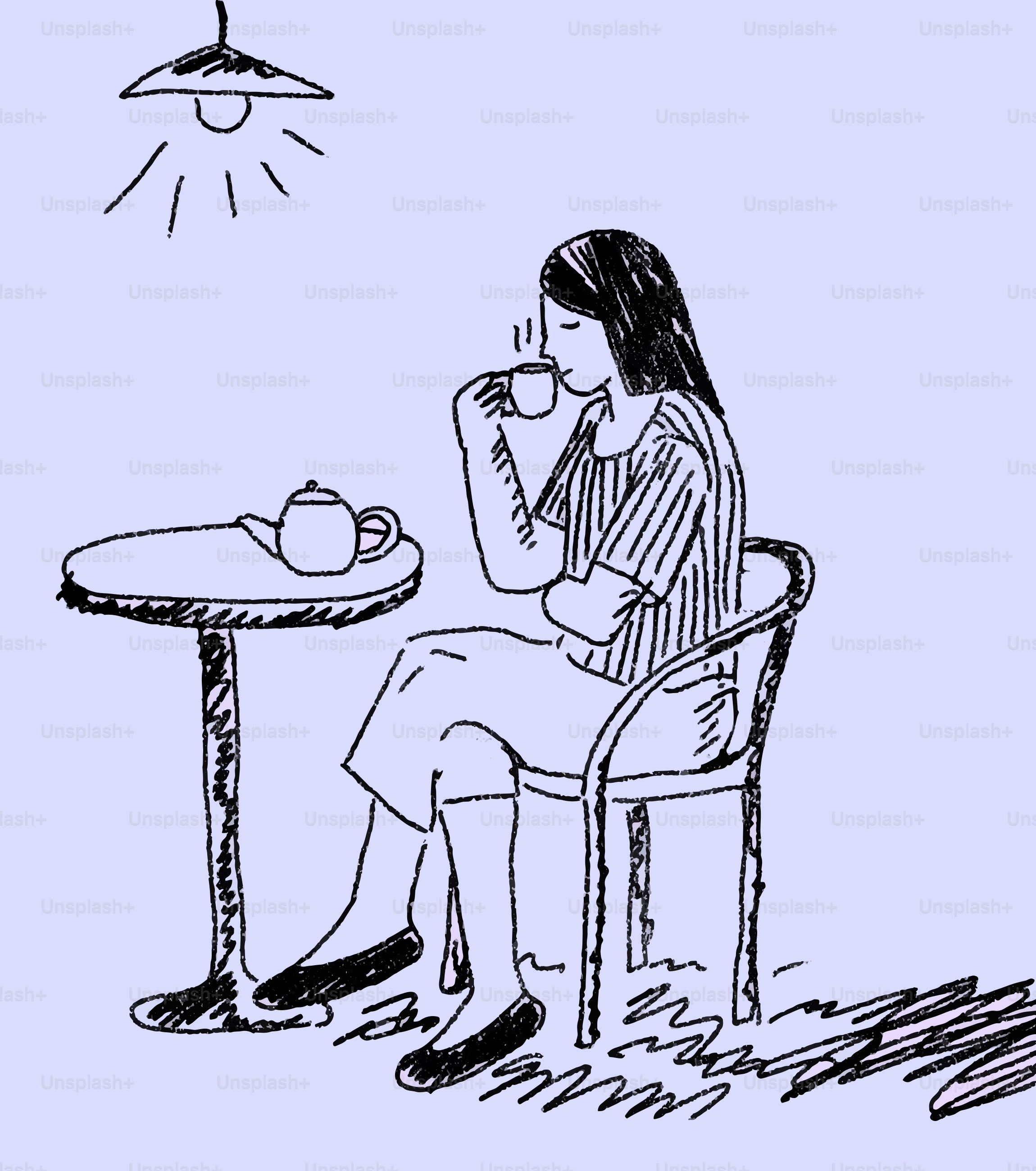 Woman drinking tea at a table