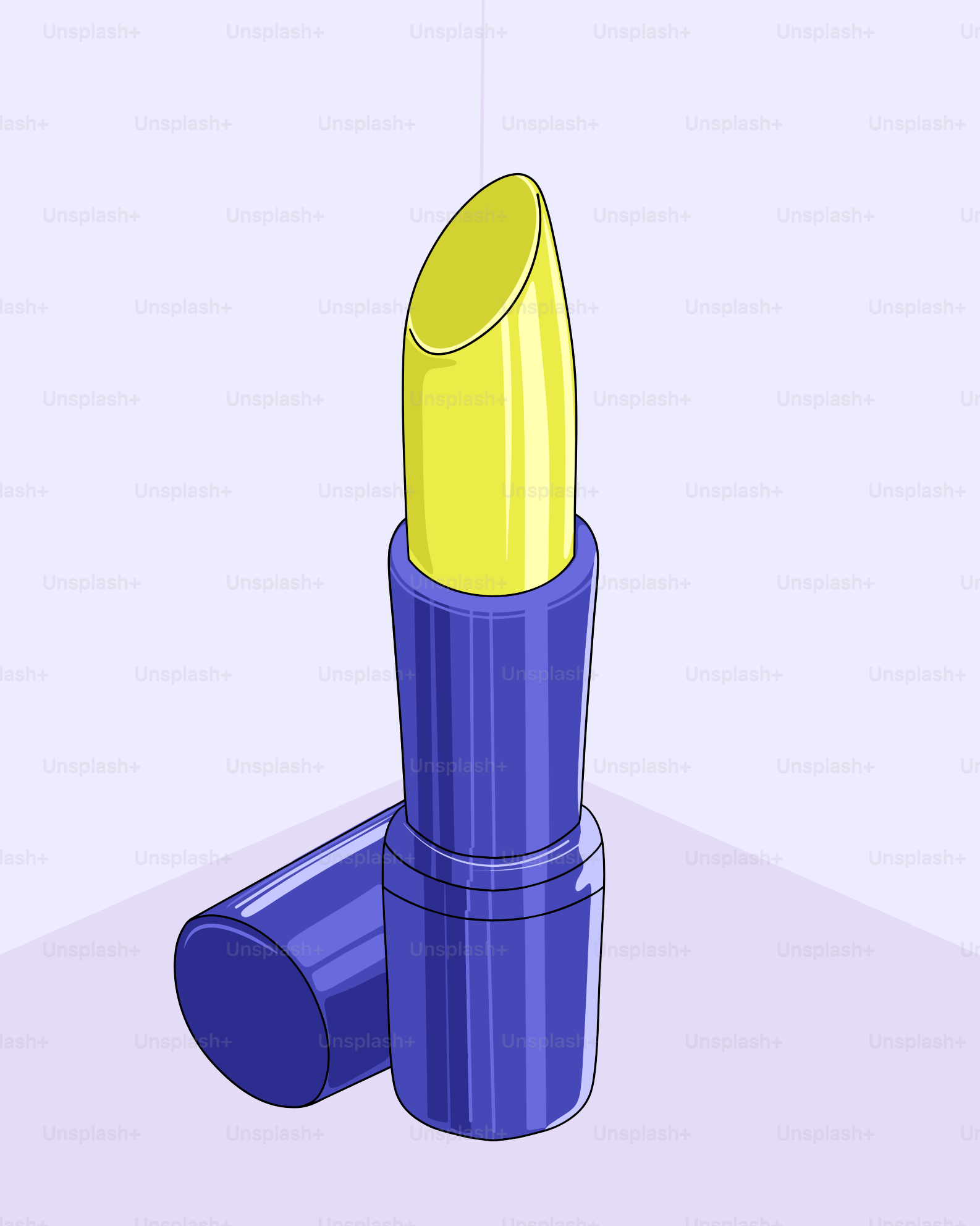 A yellow lipstick with a blue case