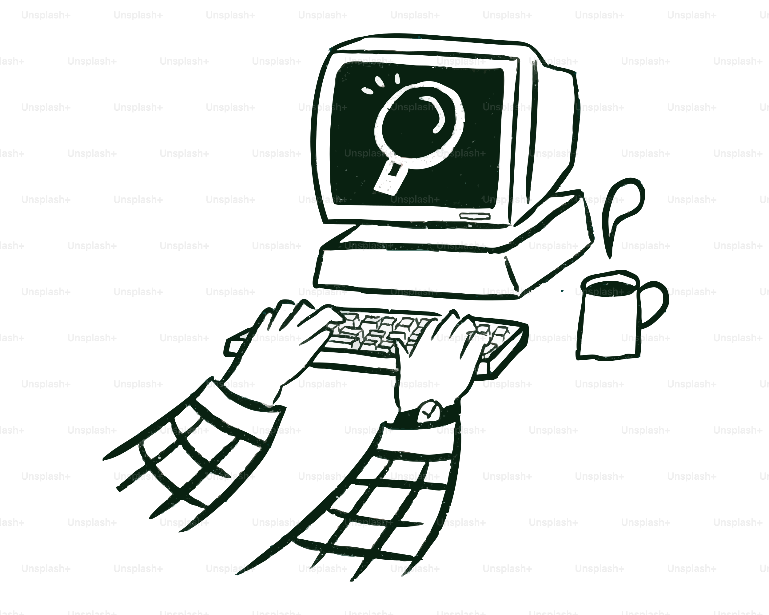 Les mains tapant sur le clavier devant un écran d’ordinateur.
