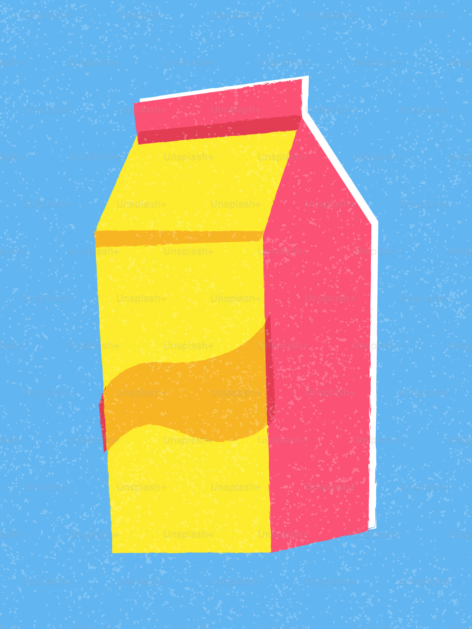 Yellow and pink carton with orange wavy design.