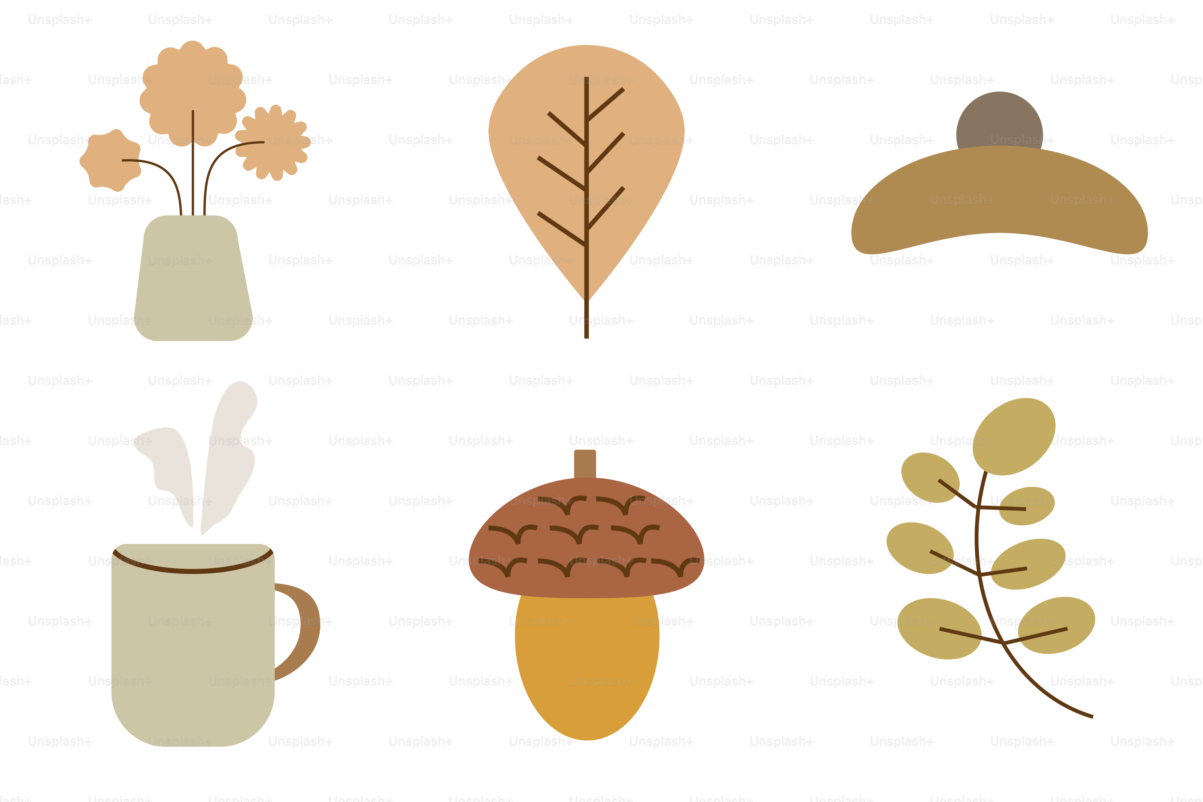 Autumnal elements including flowers, leaves, and hot drink.