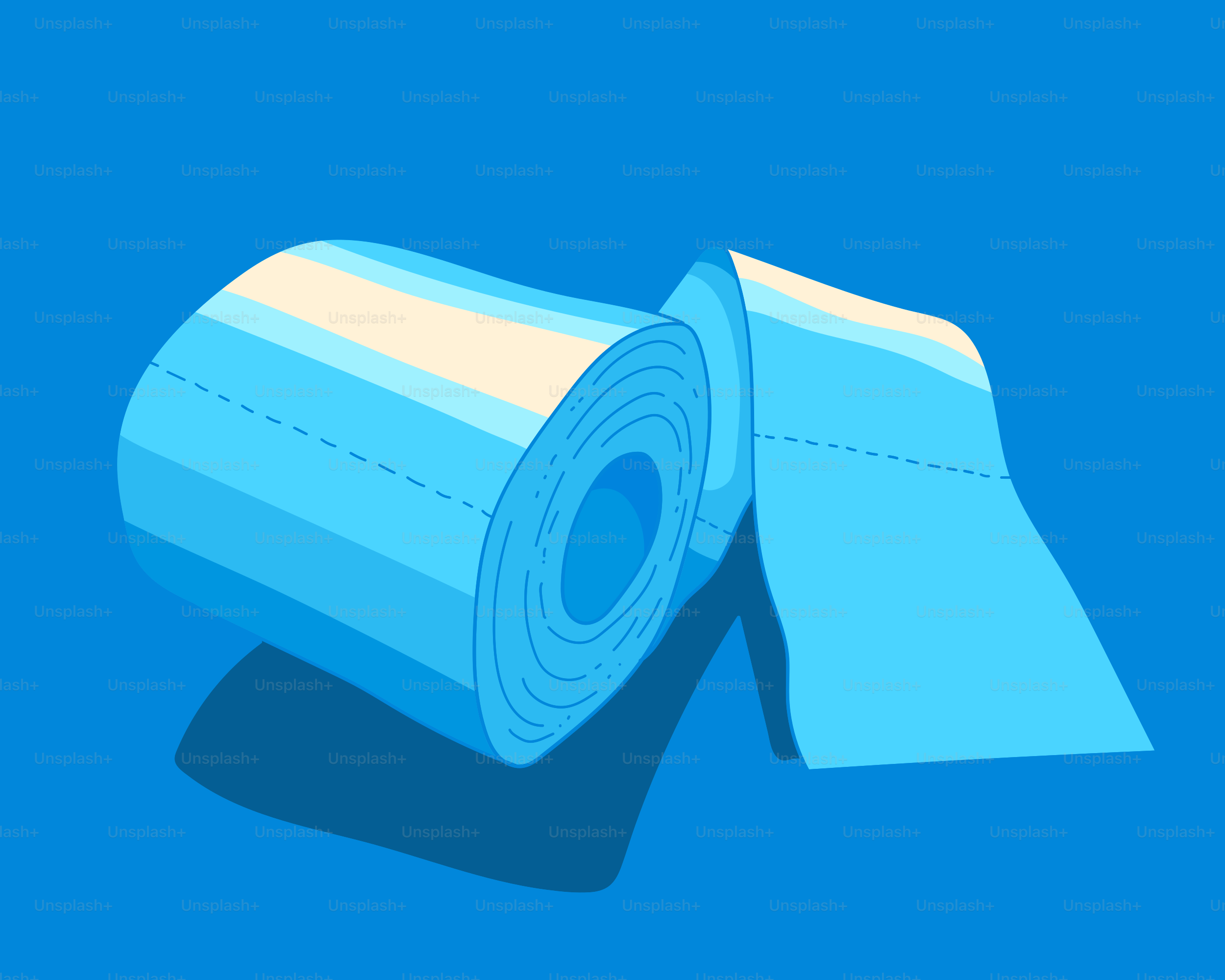 A roll of toilet paper on a blue background