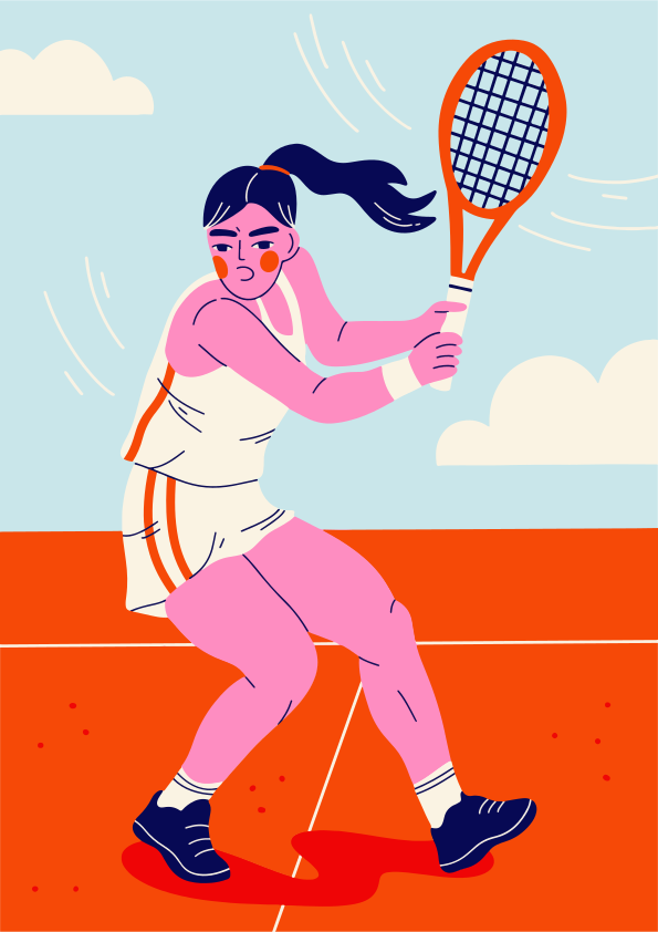 Woman playing tennis on a clay court