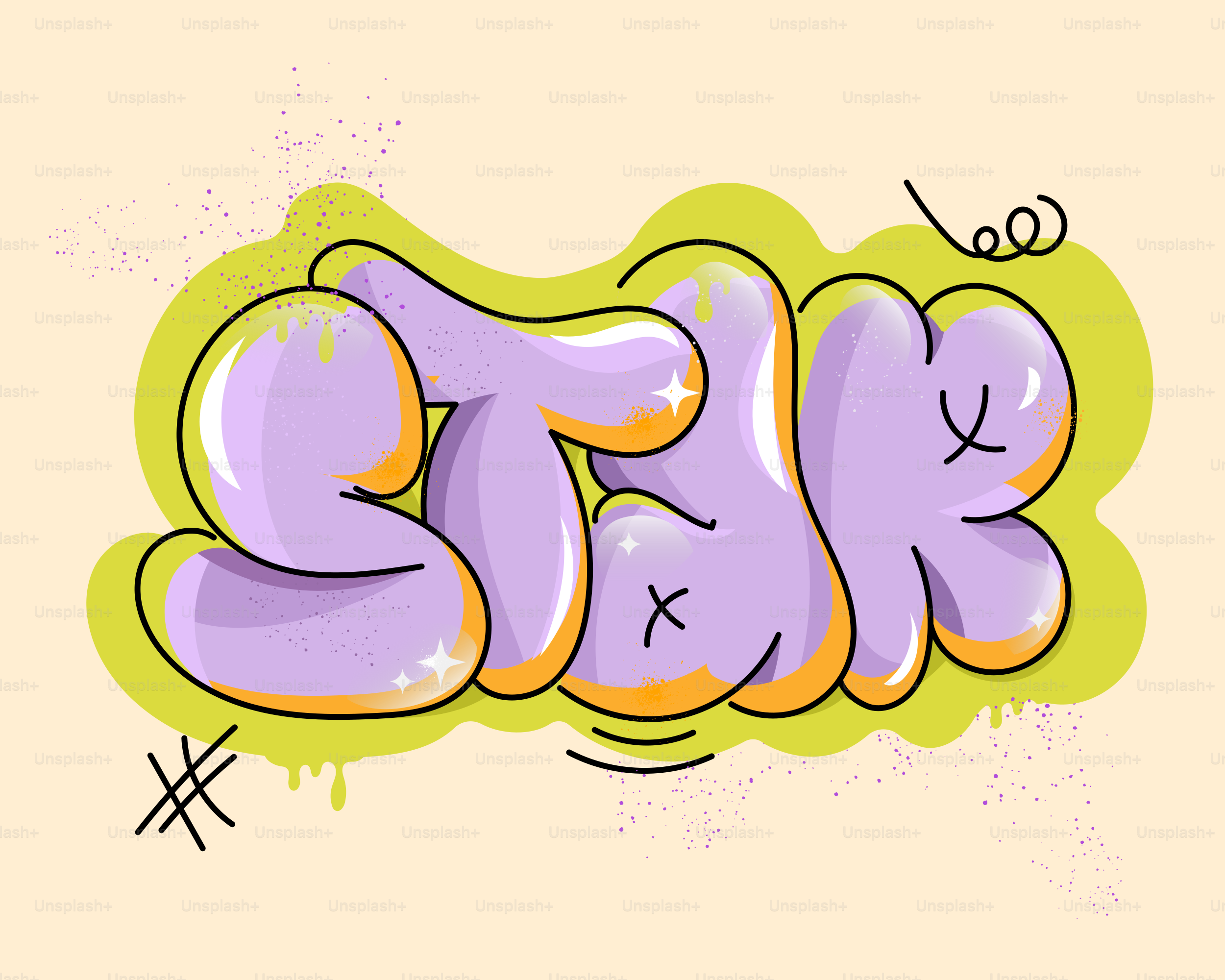 Arte de graffiti que deletrea la palabra stik en morado. vector – Imagen de  Ilustración en Unsplash, image size:3000x2400