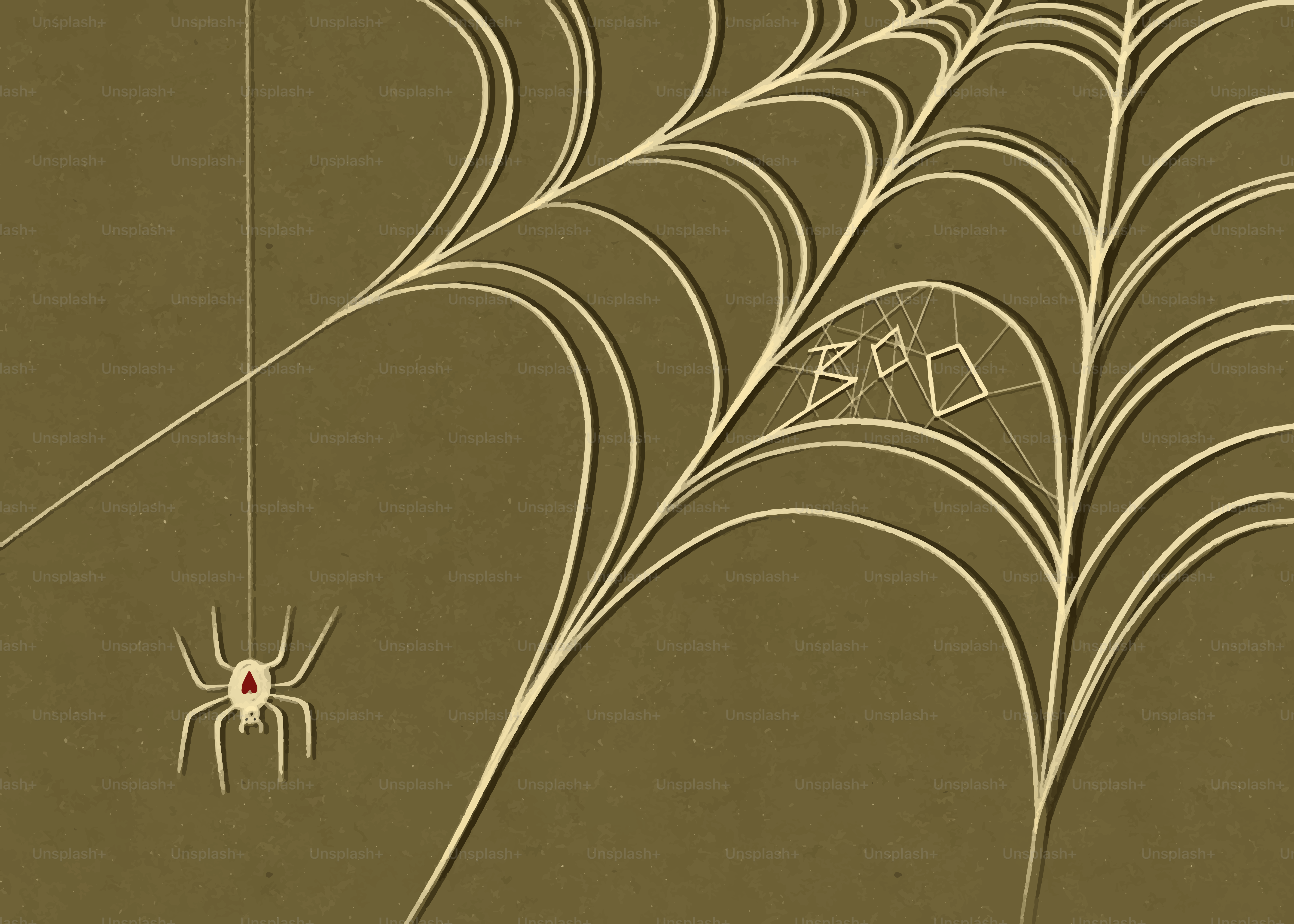 Spinne und Netz mit dem Wort "Buh"