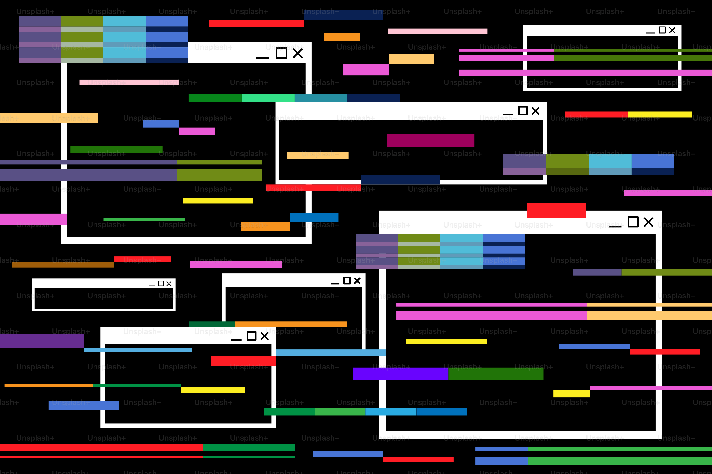 Abstract glitch art with colorful horizontal lines and windows vector ...