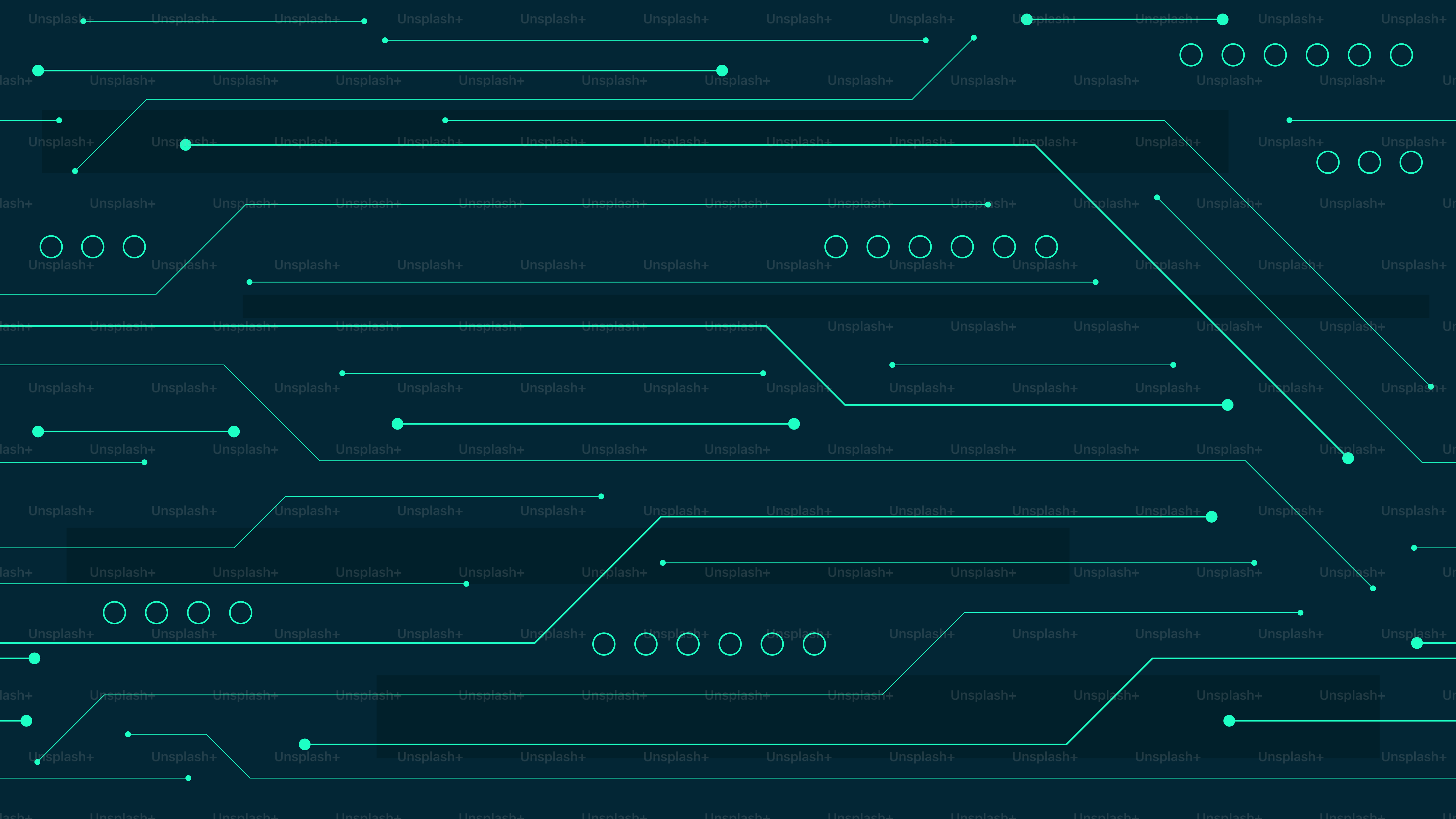 Patrón abstracto de placa de circuito digital con líneas color verde azulado.