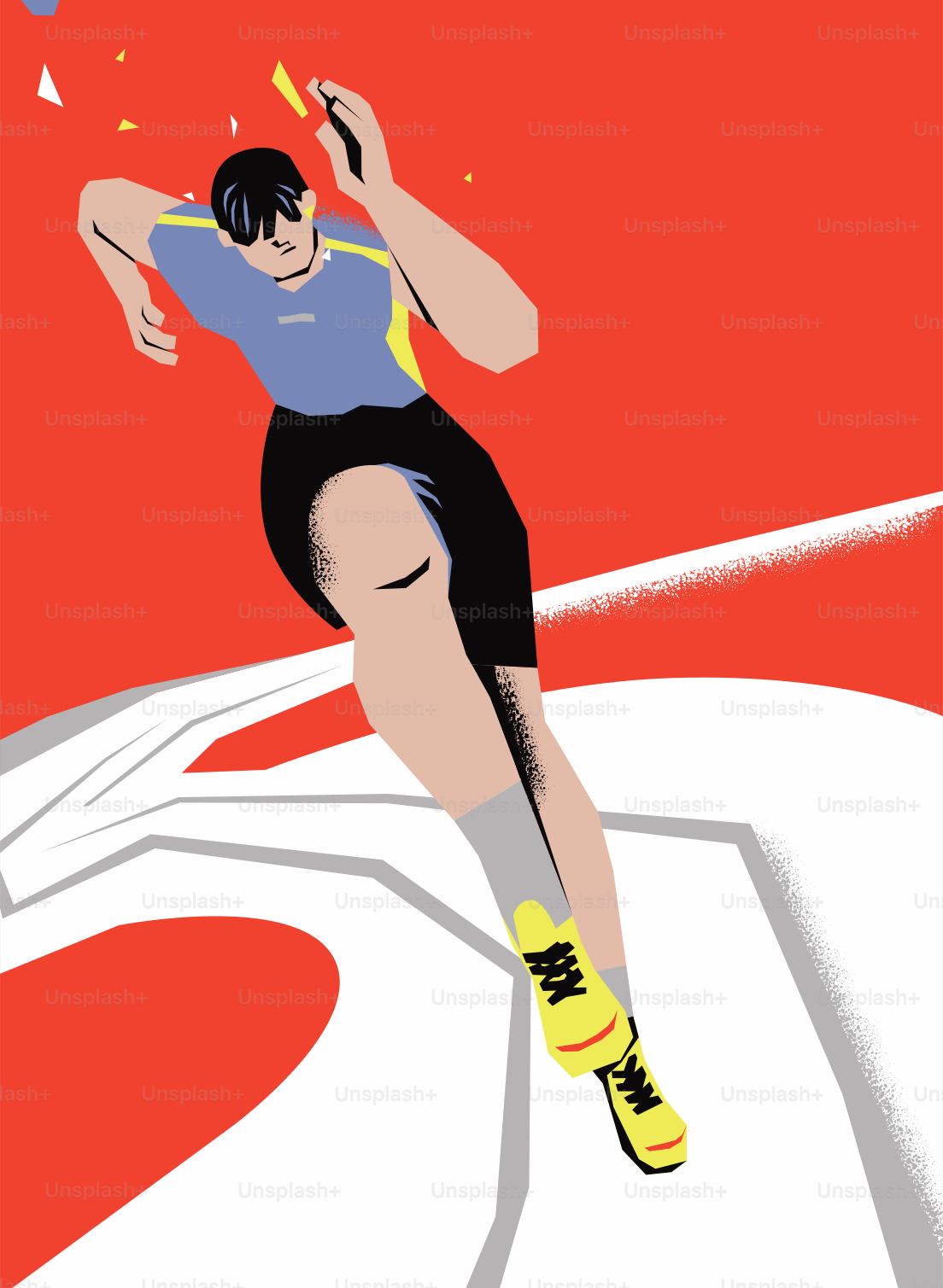 Runner in motion on a bright red background