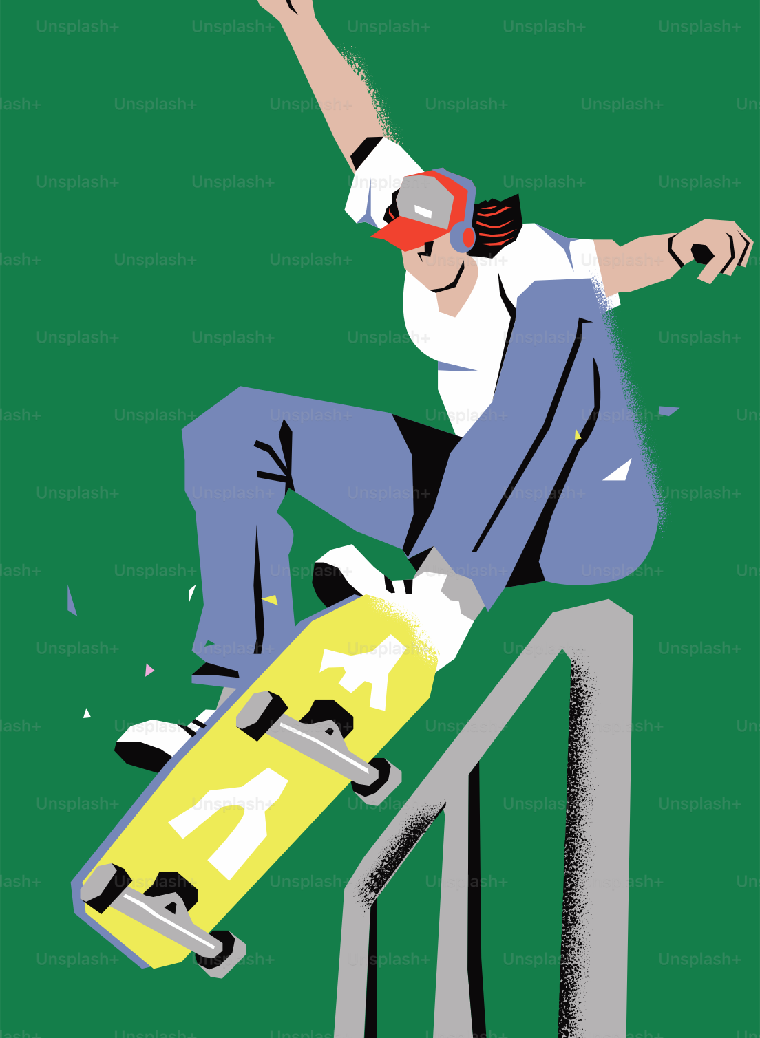 Skateur réalisant un tour sur une barre.