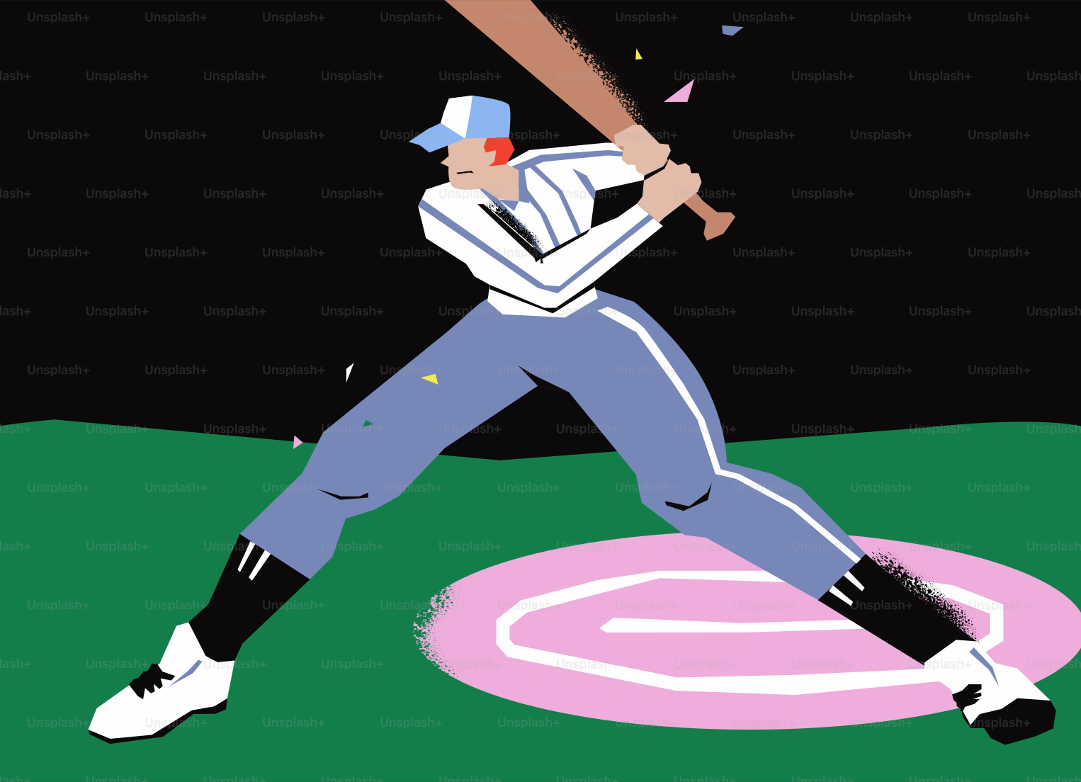 야구 선수가 필드에서 방망이를 휘두르는 모습.