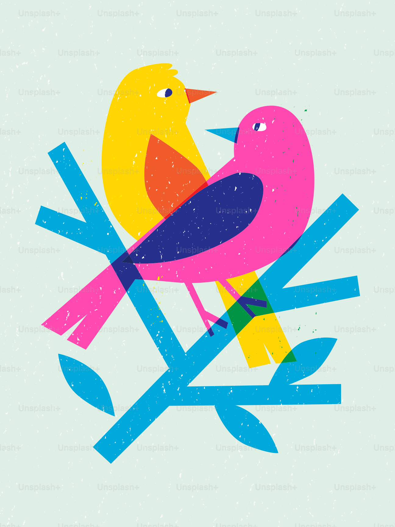 Cute Blue Bird Cartoon Tree Branch Stock Vector by ©irwanjos2 207831572, image size:3000x4000