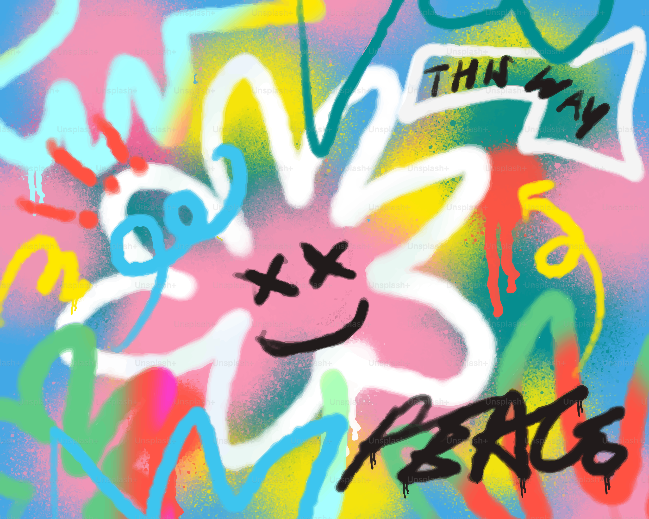 Graffiti-Kunst mit einer Blume und Friedensbotschaft