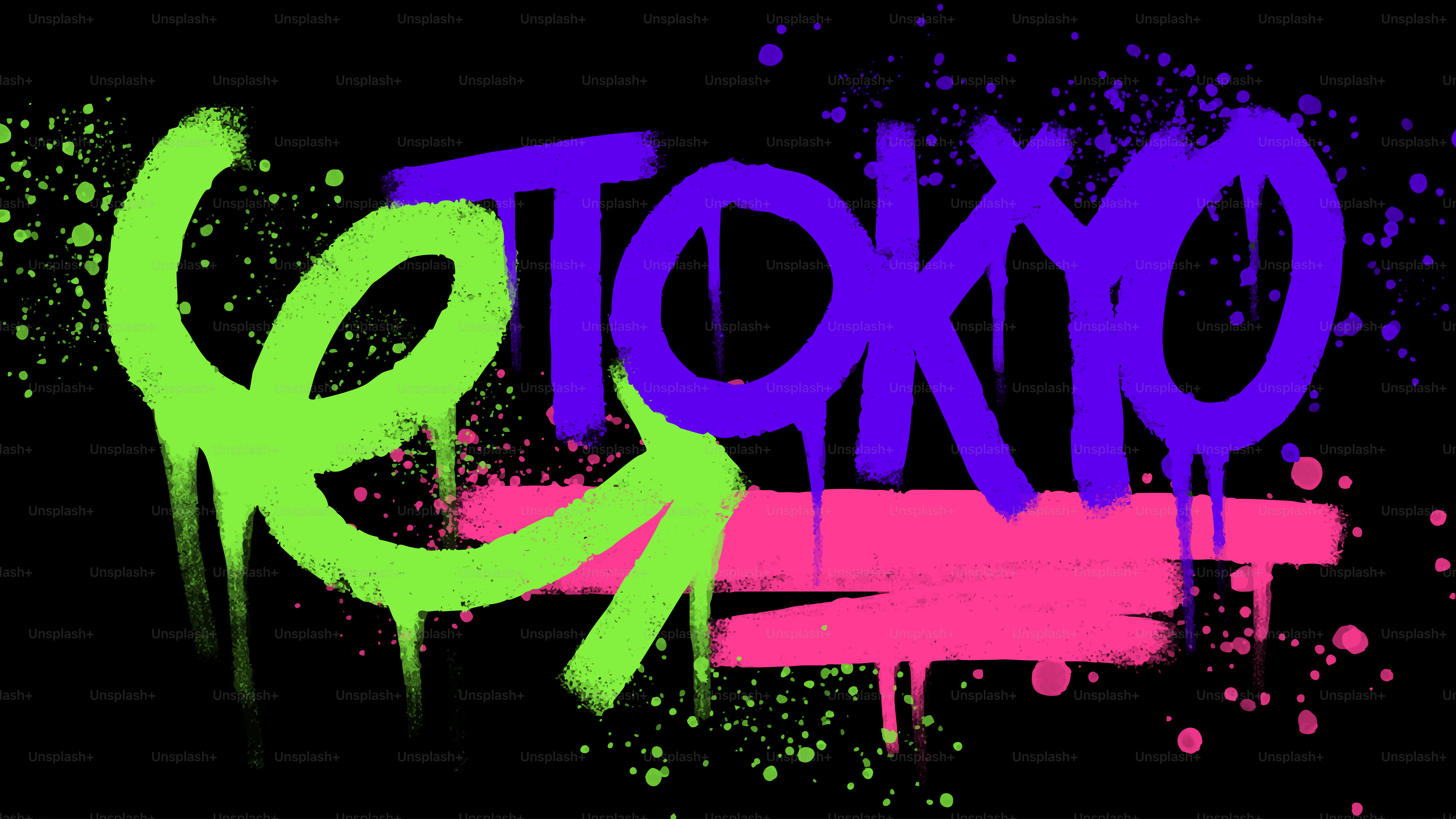 Graffiti art with "tokyo" in purple and green.