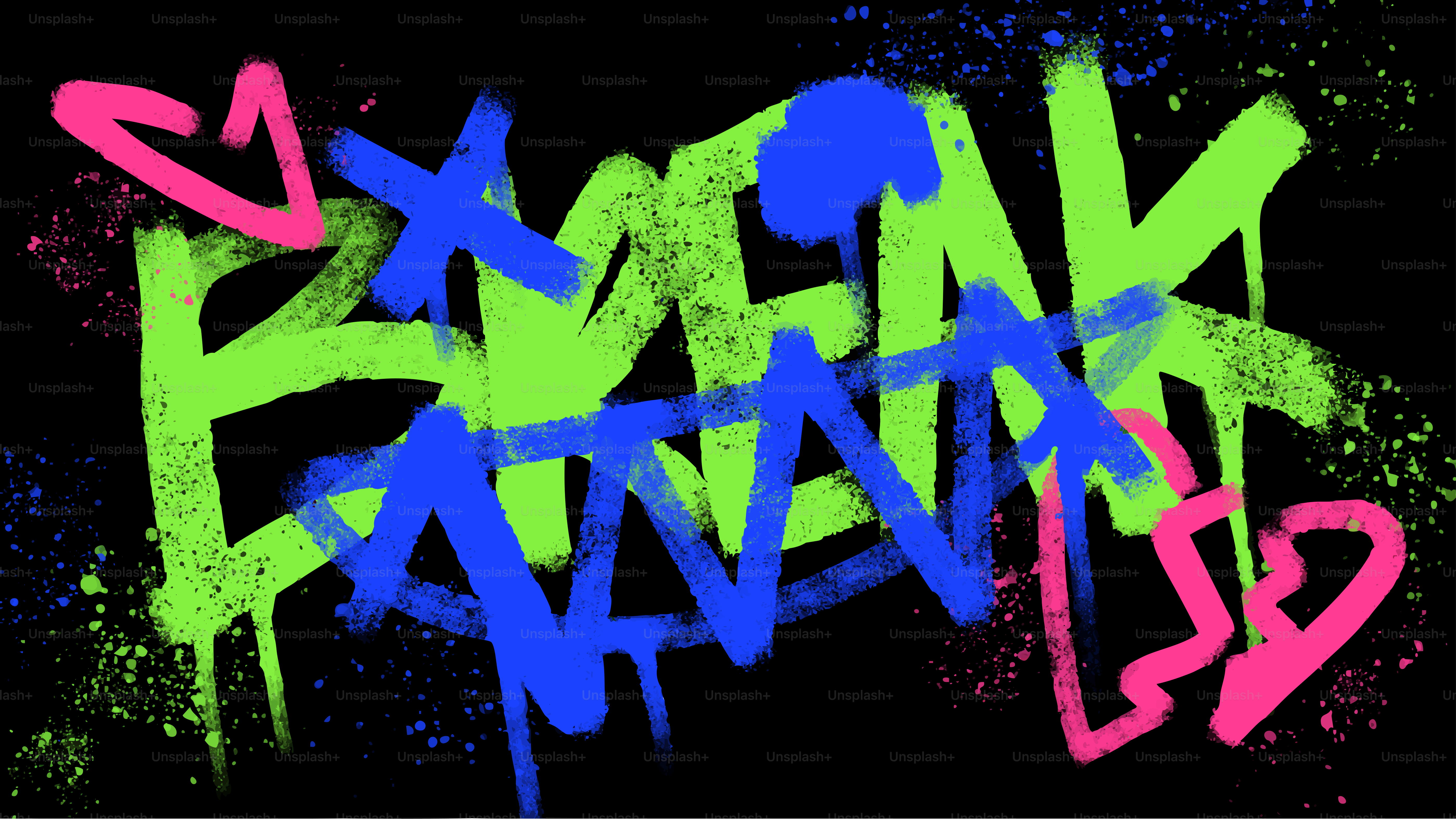 Graffiti art with vibrant colors on black background