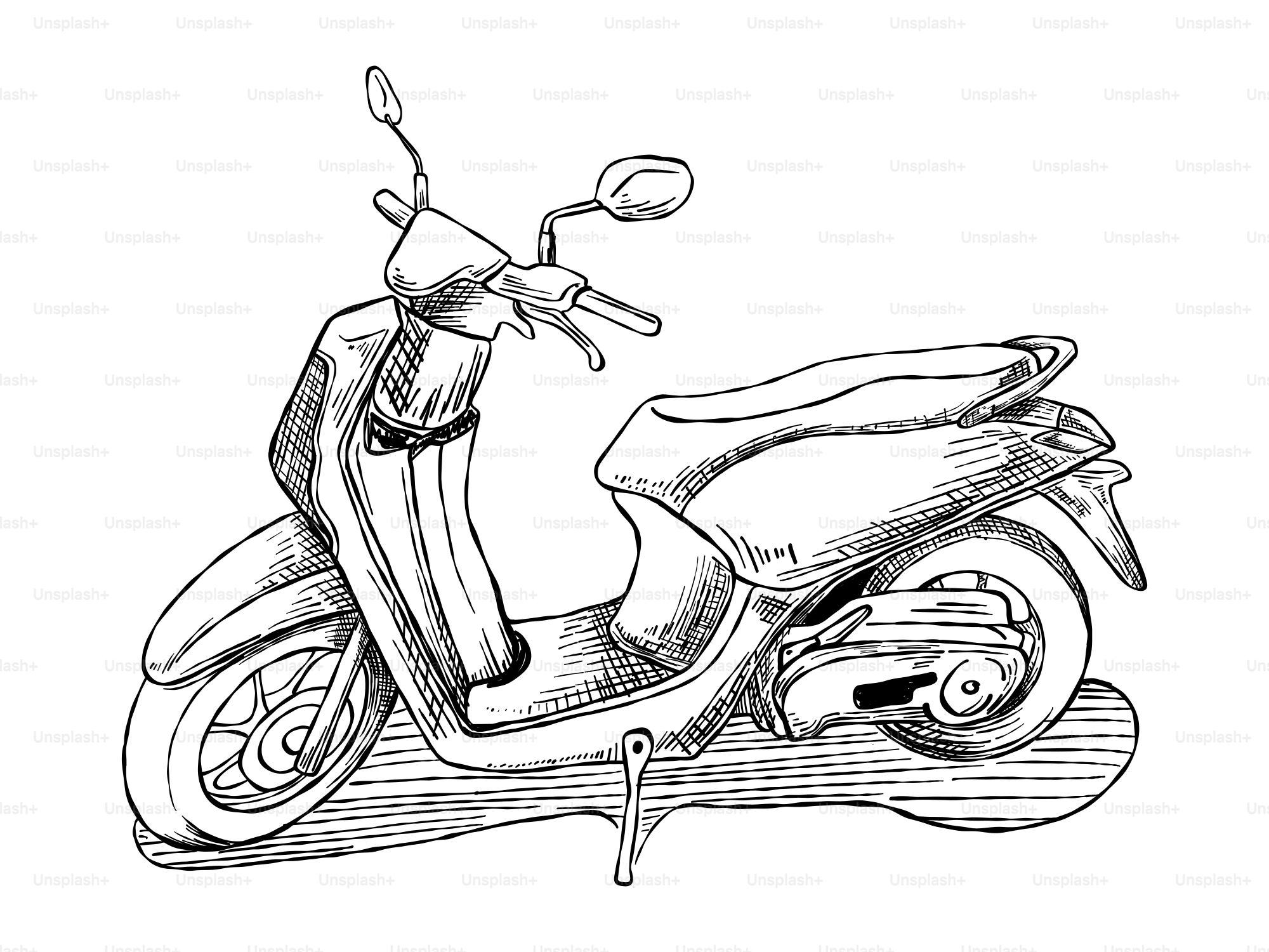 Boceto en blanco y negro de un scooter vector – Imagen de Ilustración en  Unsplash, image size:3000x2250