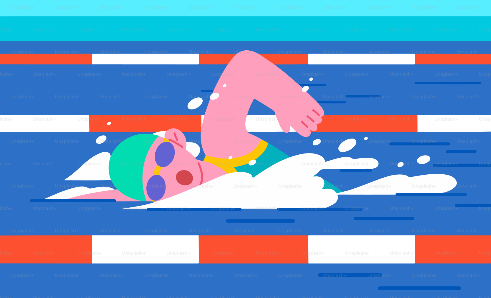 Nageur avec des lunettes dans une voie