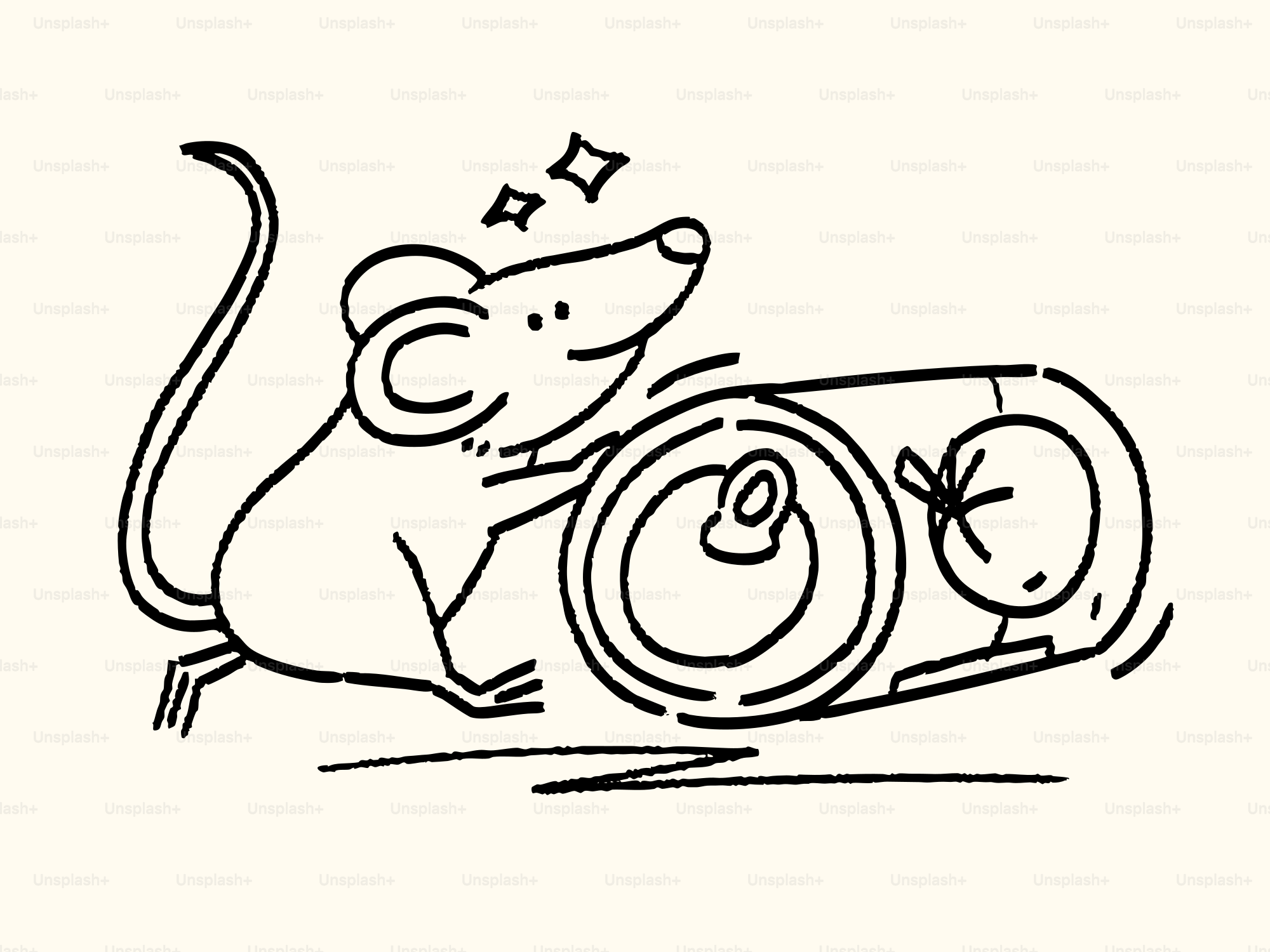 A cartoon mouse running on a treadmill