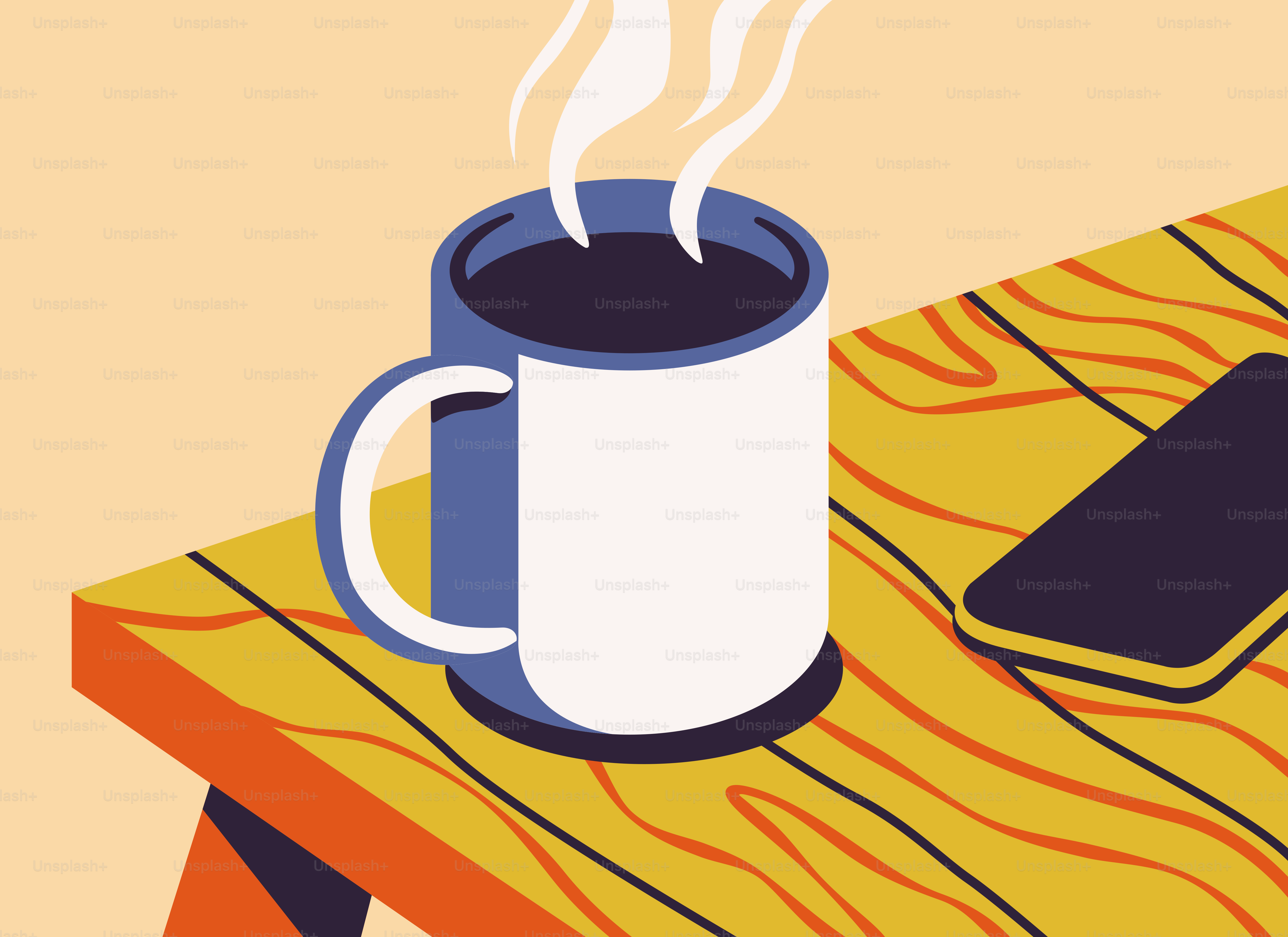 Dampfende Kaffeetasse und Handy auf Holztisch. Vektor – Bild zum Thema  Kaffee auf Unsplash, image size:3000x2182