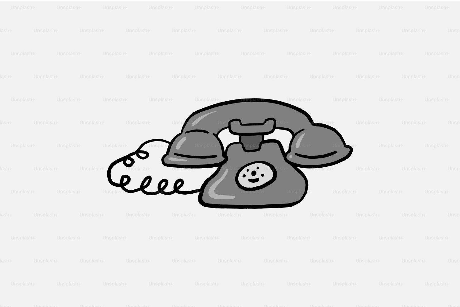 A vintage rotary telephone with a coiled cord.