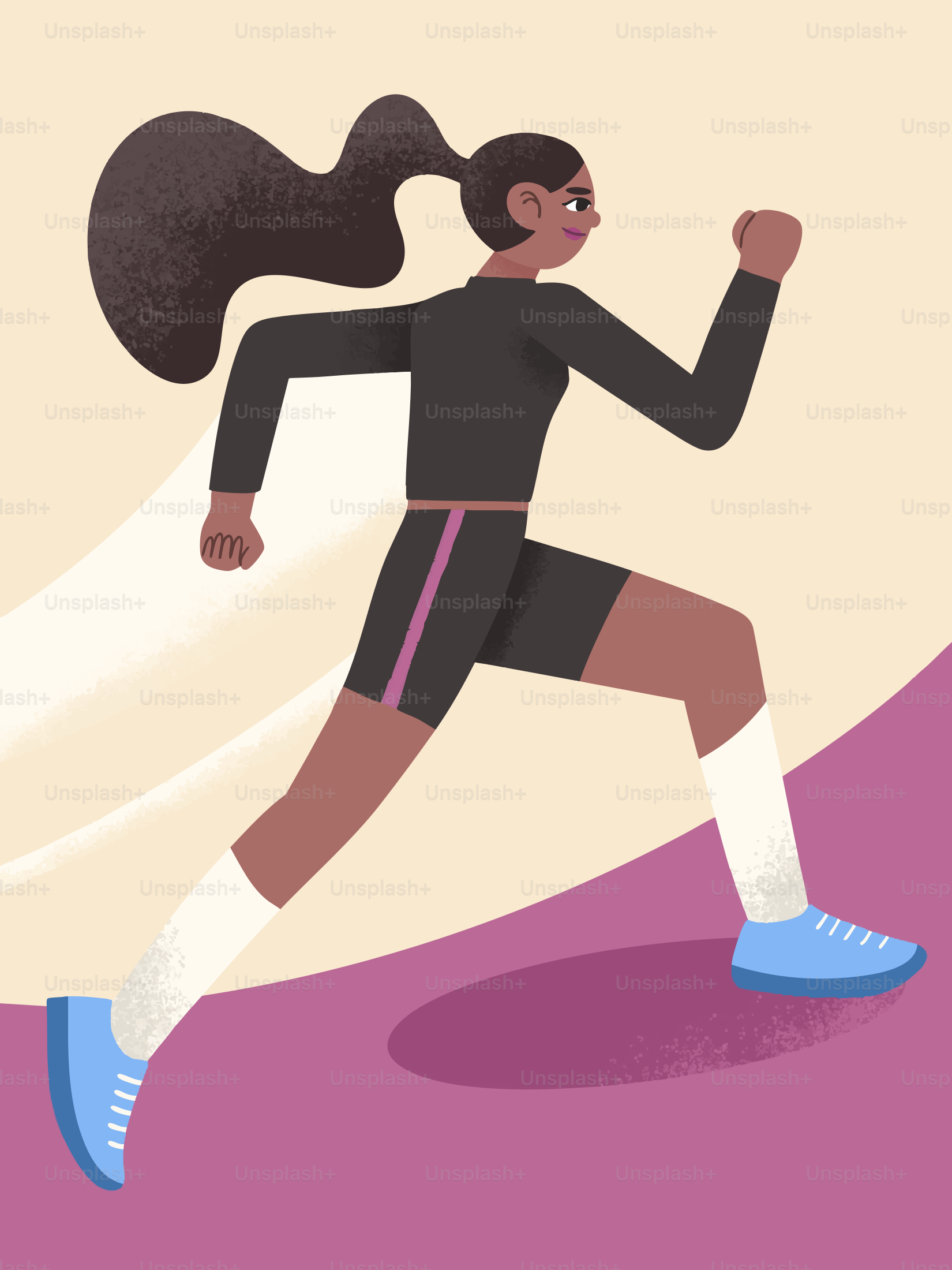 Una donna che corre con uno zaino sulla schiena vettoriale – Immagine di  Illustrazione su Unsplash, image size:3000x4000