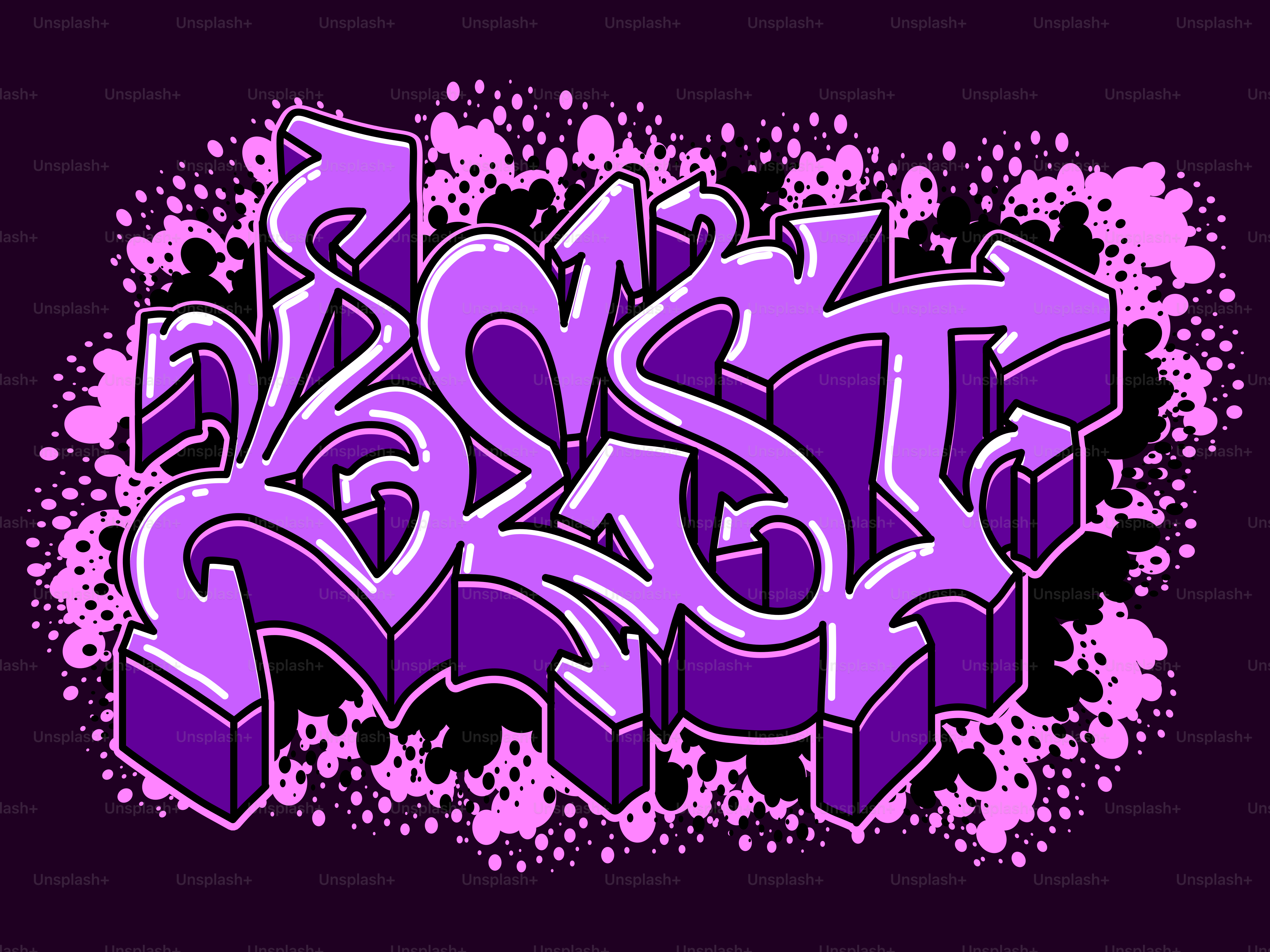 Lila Graffiti-Kunst mit Splatter-Hintergrund