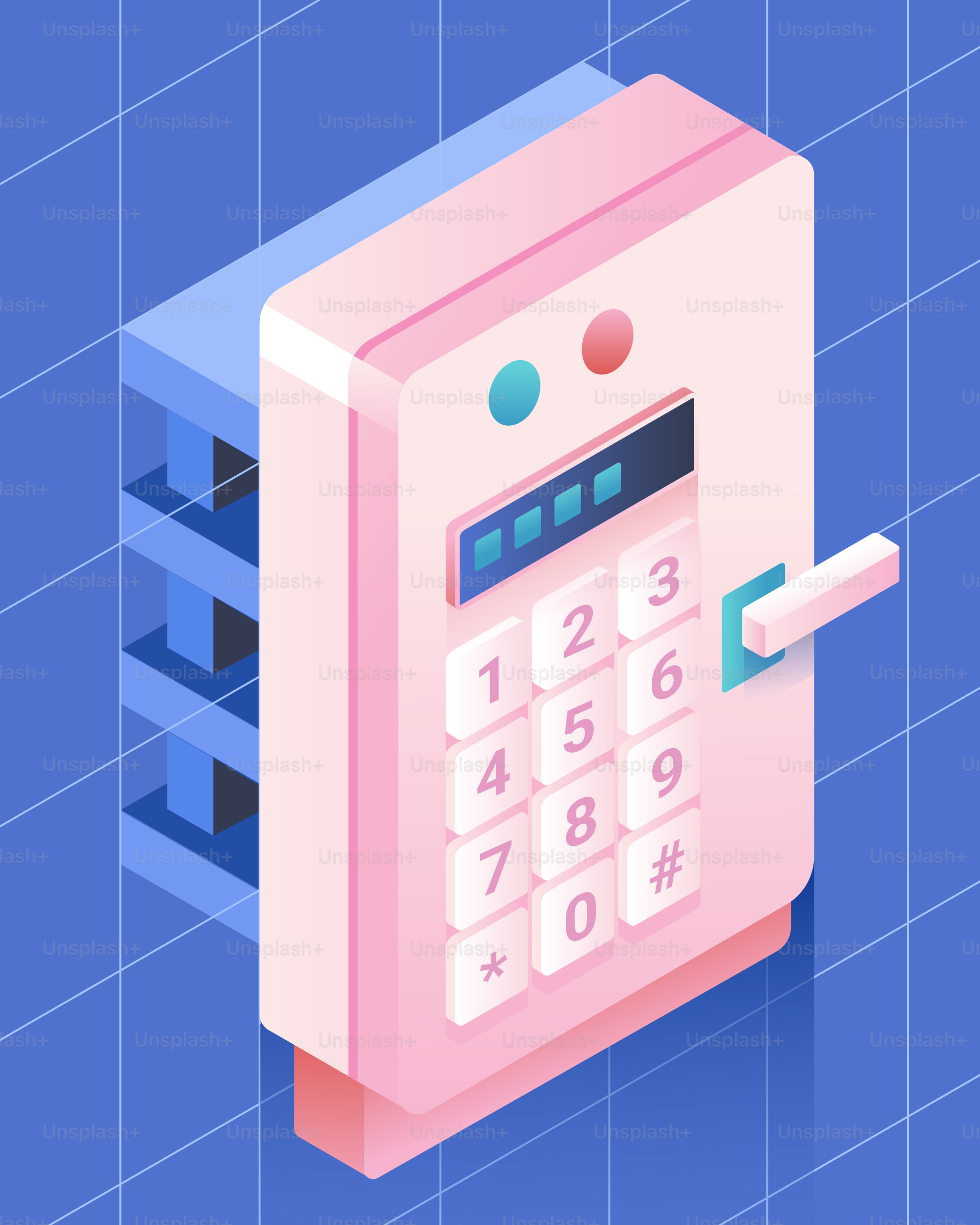 Digitale Tastatursperre an einem rosa Sicherheitsgerät.