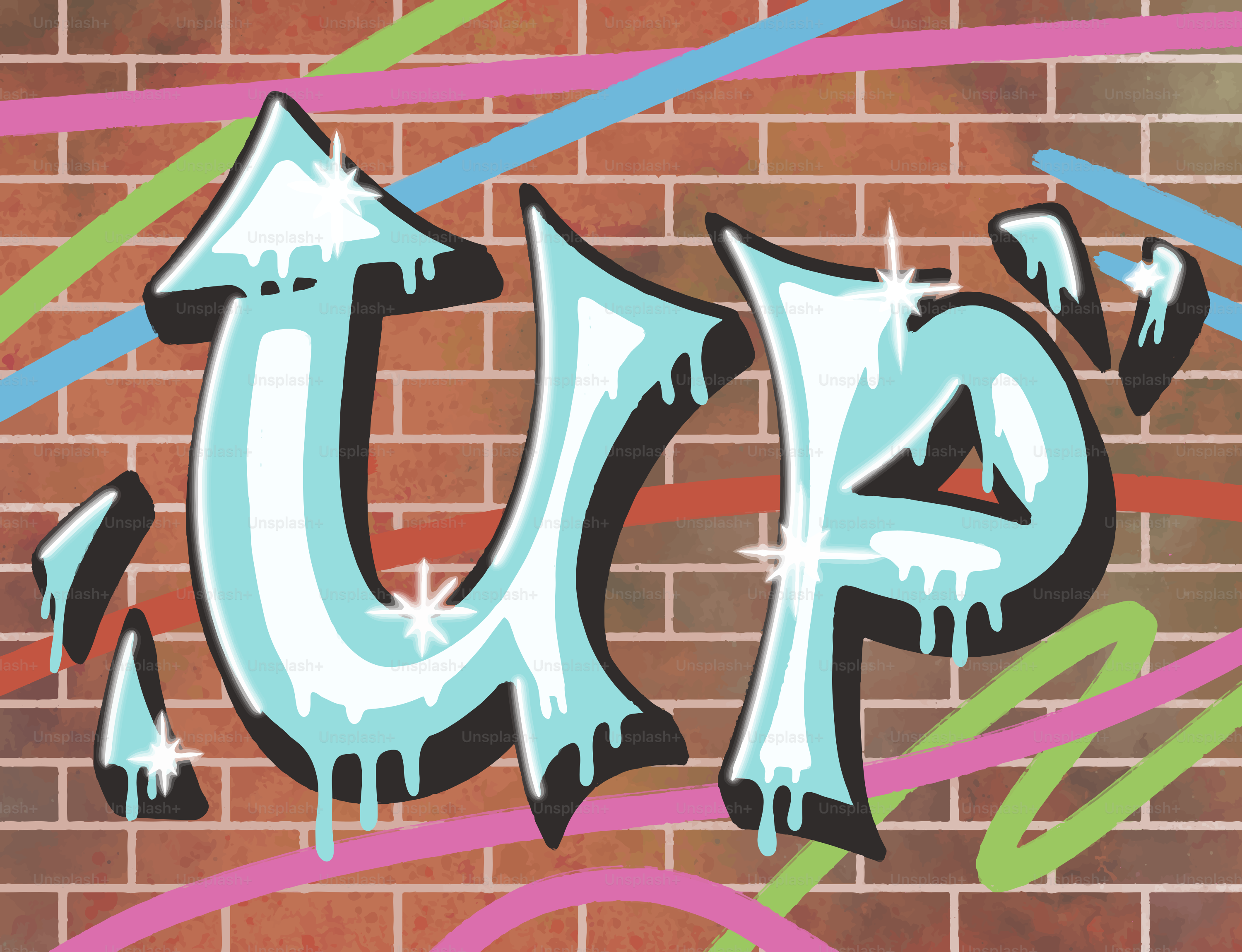 Arte del graffiti en una pared de ladrillo