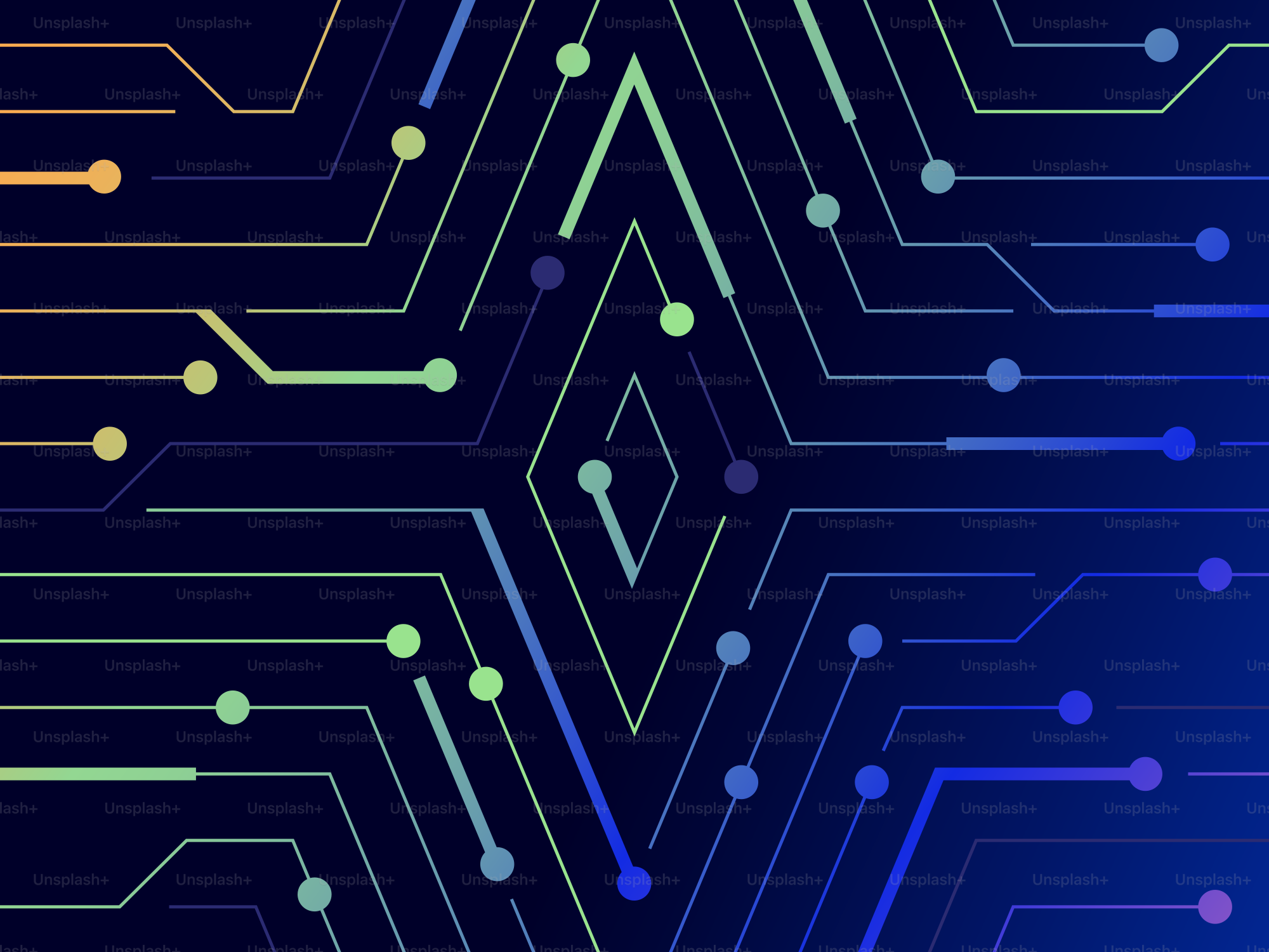 Motif abstrait de circuit imprimé avec des lignes et des points néon.  vectoriel – Image de Fond d'écran sur Unsplash, image size:3000x2250