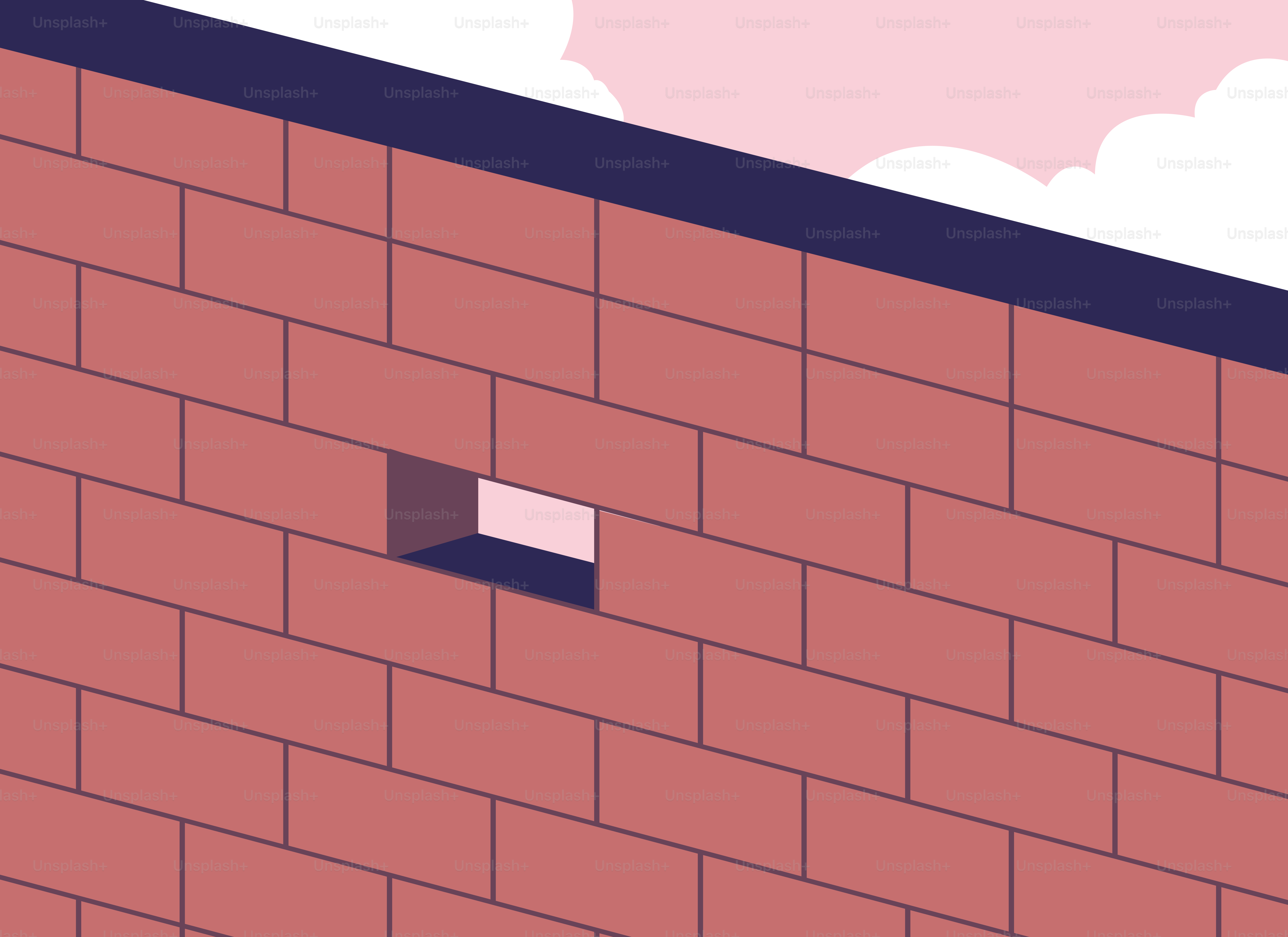 Red brick wall with a small opening