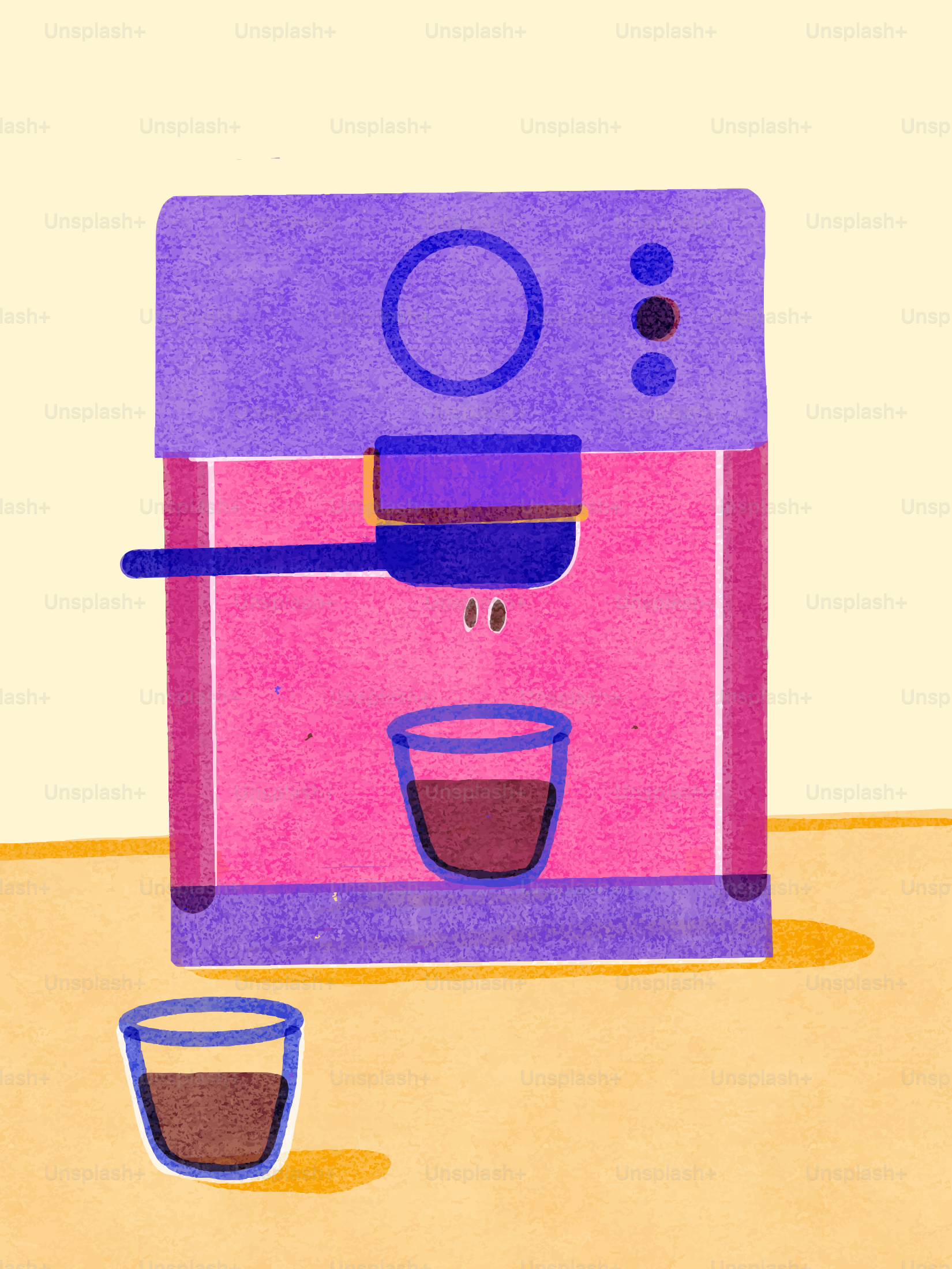 Espresso machine brewing coffee into a glass.