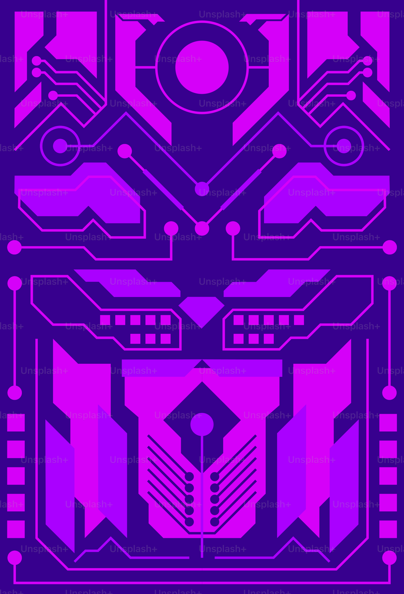 Abstract futuristic circuit board design with purple and pink.