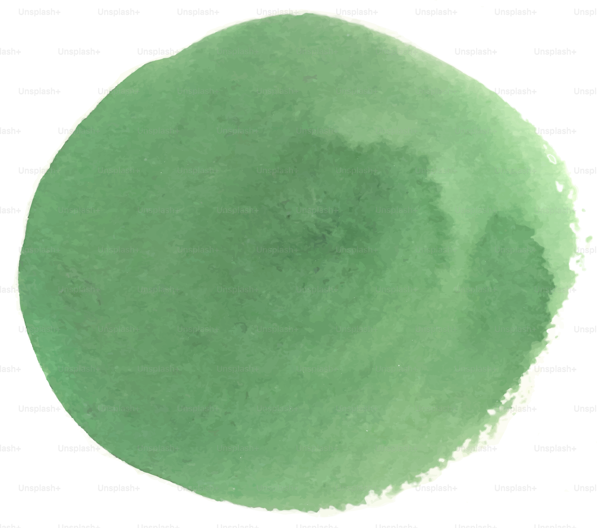 A green watercolor circle on a white background