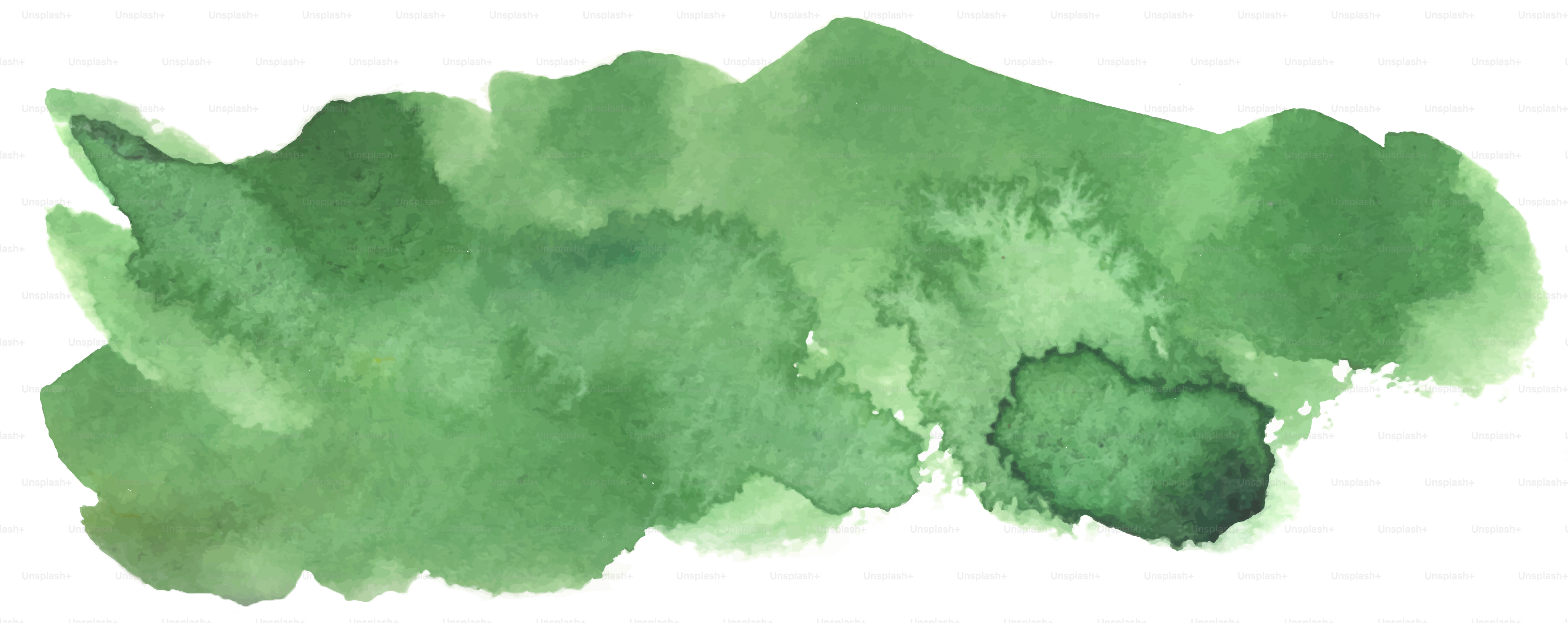 Green watercolor brush stroke on white background