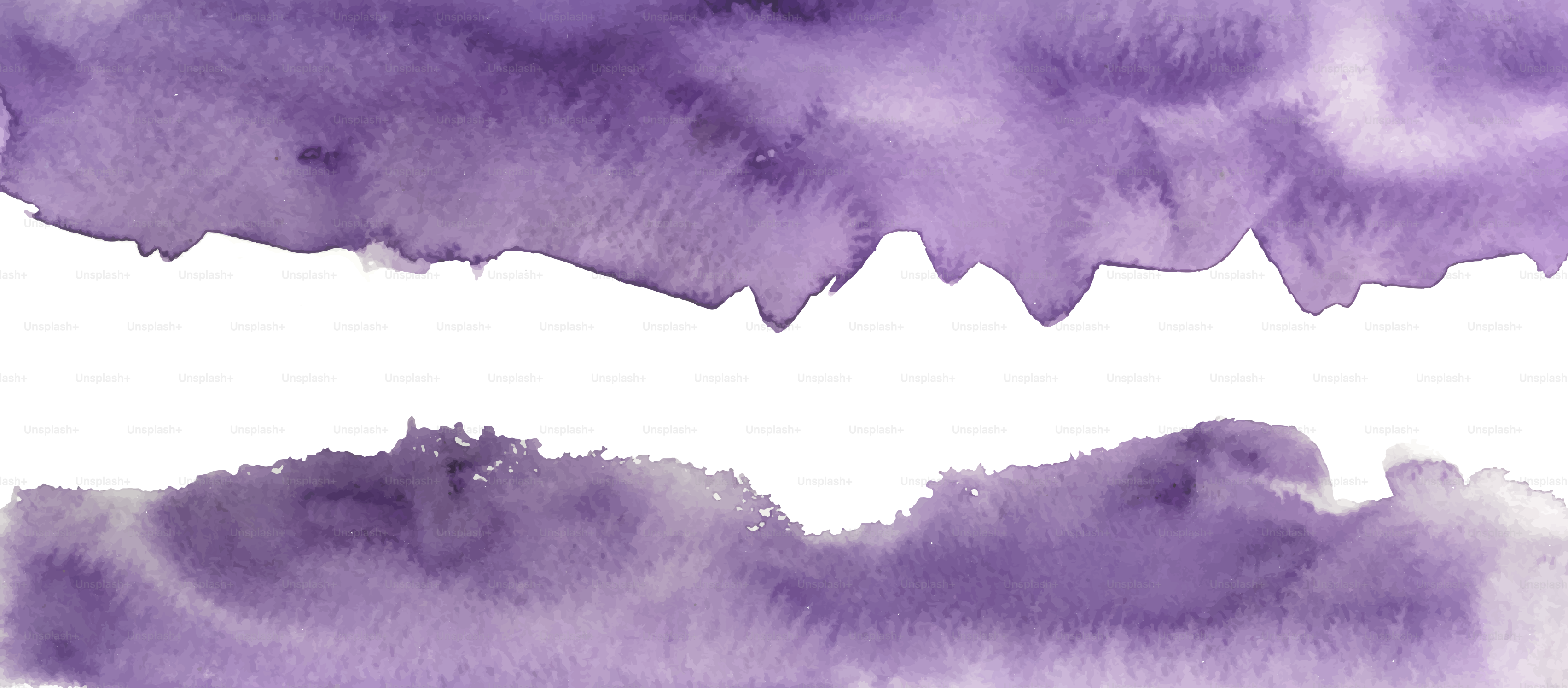 抽象的な紫色の水彩画が白い背景に散りばめられています