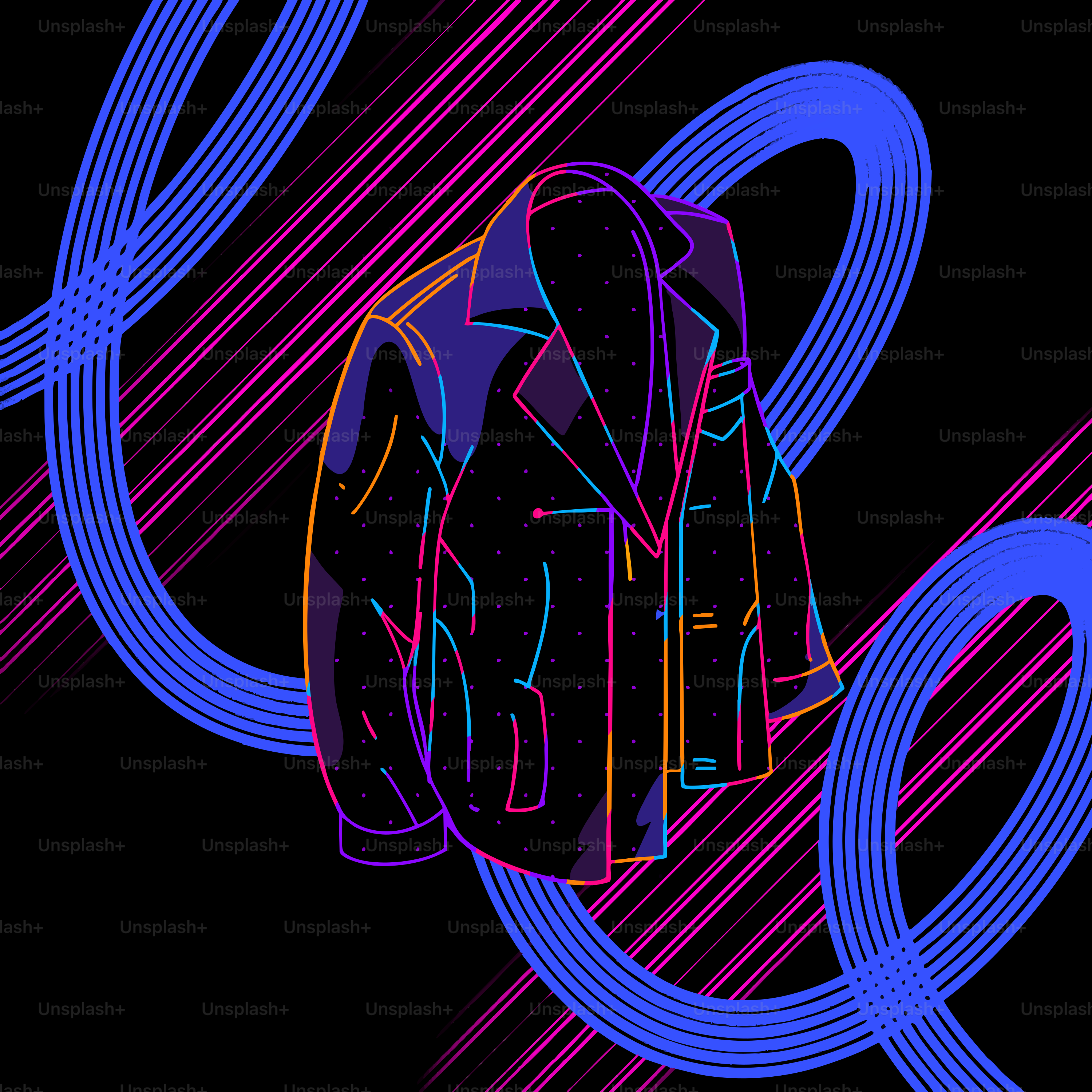Leather jacket with neon abstract background