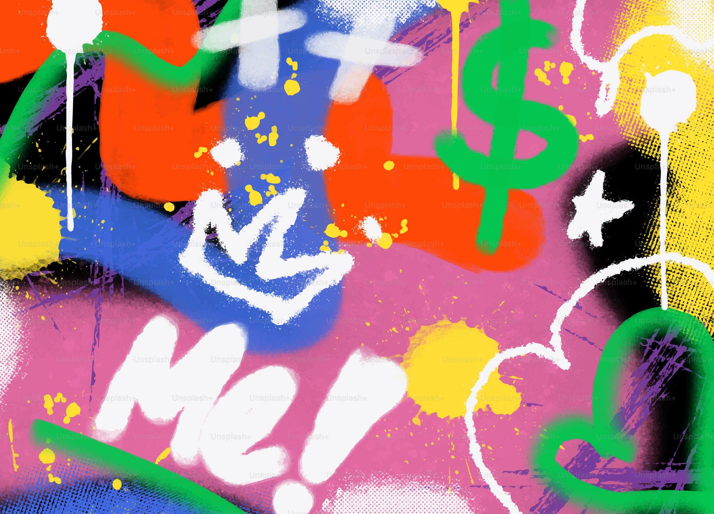 Grafite colorido com coroa e cifrão