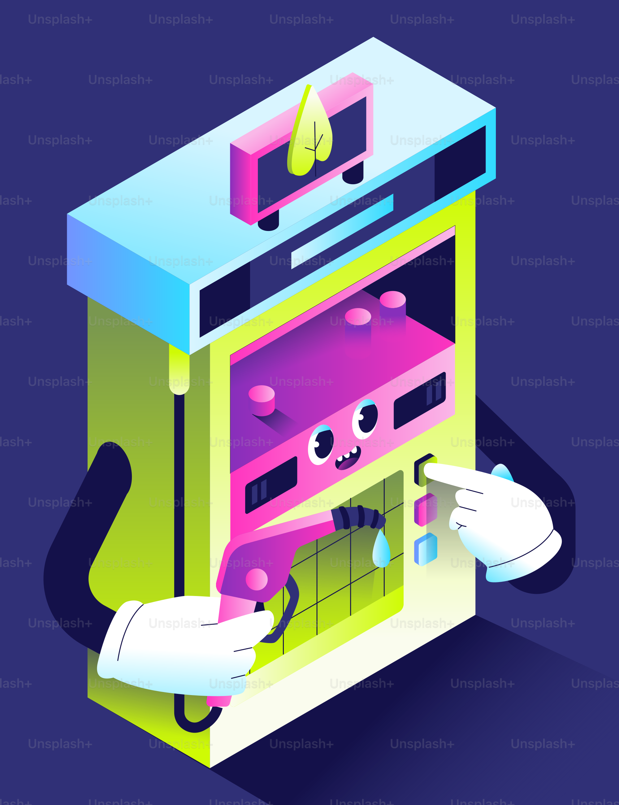 Alarm clock character with face and megaphone rings. vector ...