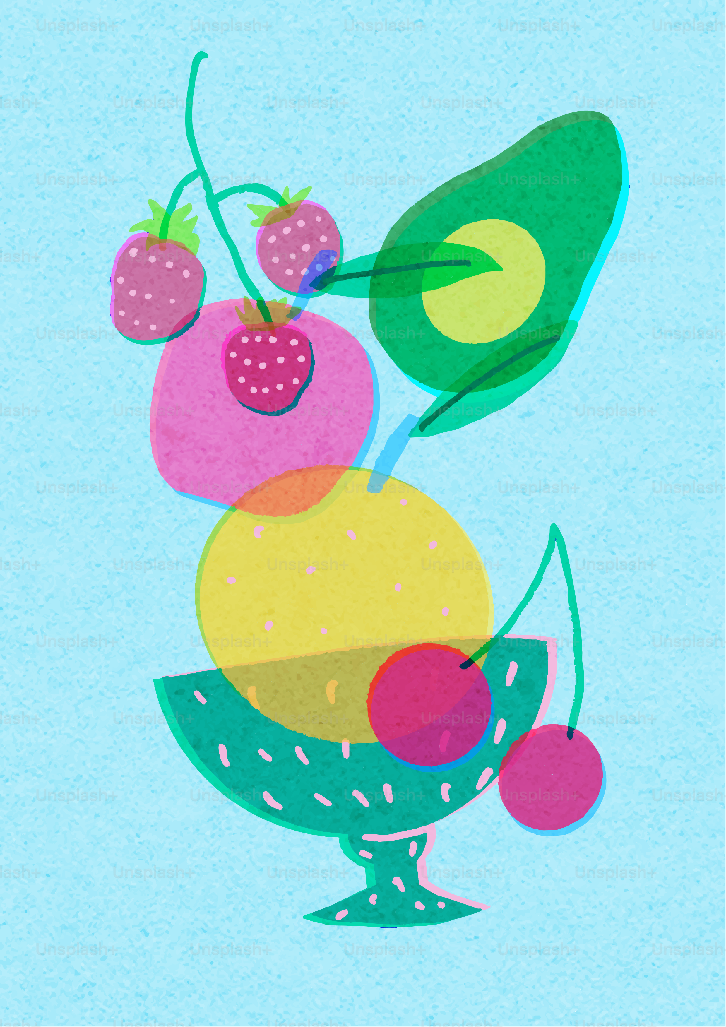 Disposición abstracta de frutas en un cuenco vector – Imagen de Ilustración  en Unsplash, image size:3000x4243